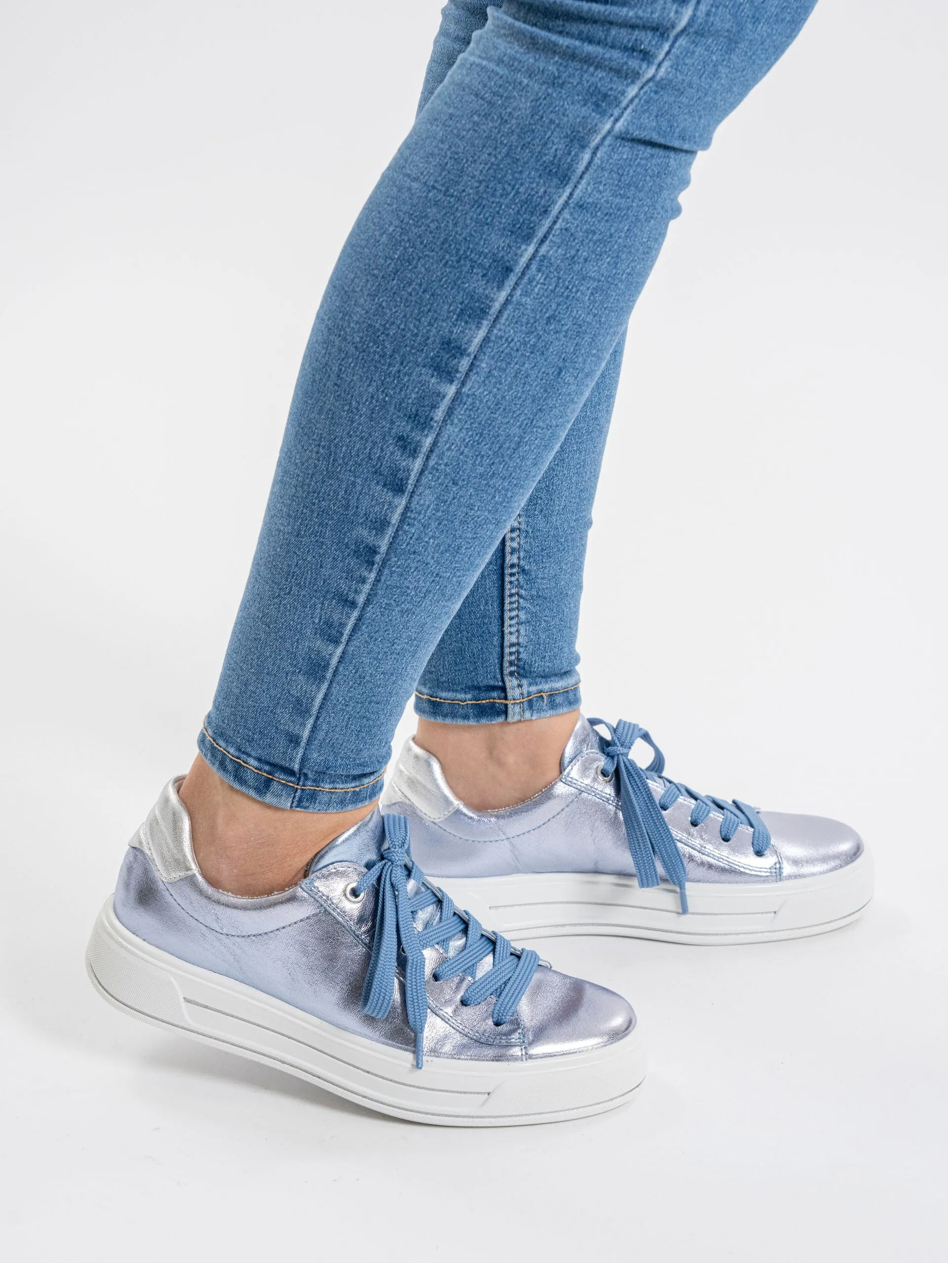 Ara Canberra Lace Up Metallic Trainer