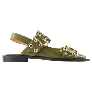 Ballerinas Feminine - Ganni - Synthetic - Green