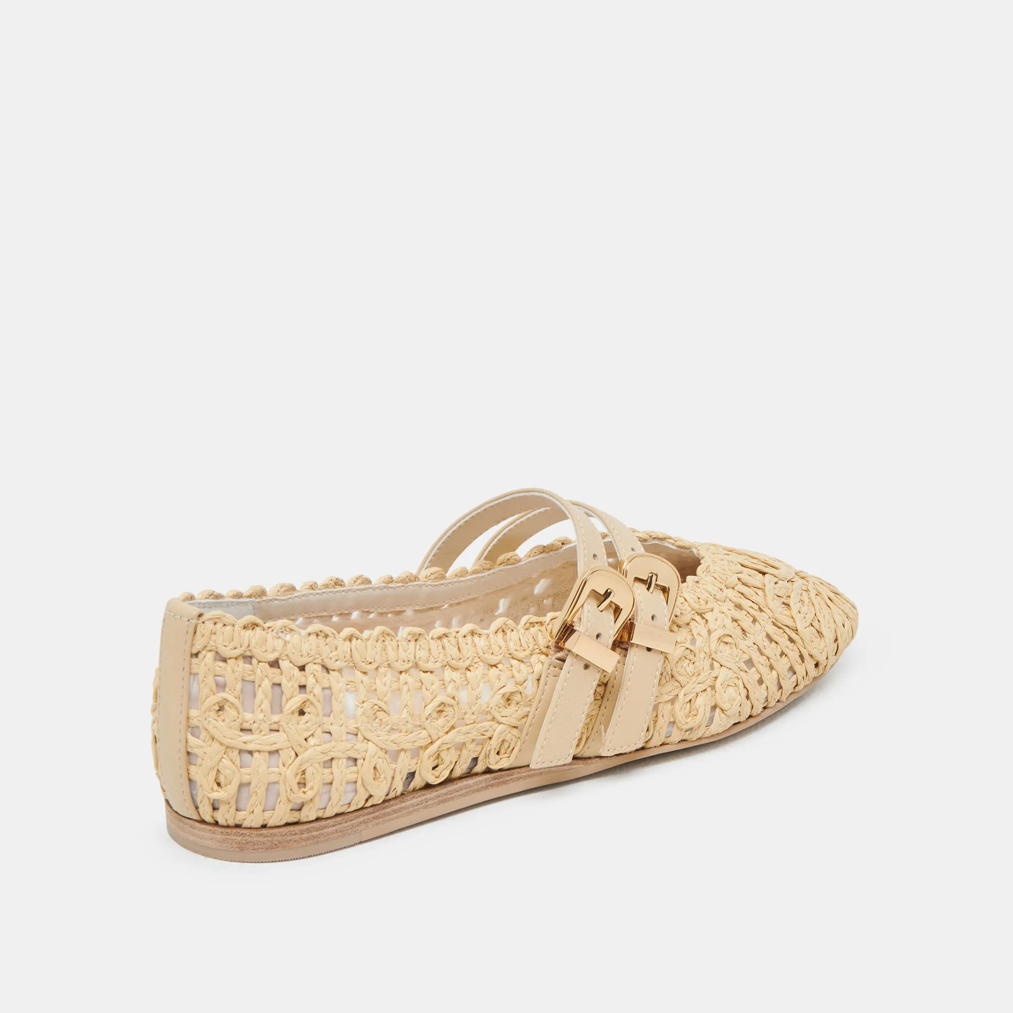 BAYLEE SUNFLOWER WIDE BALLET FLATS LT NATURAL MACRAME