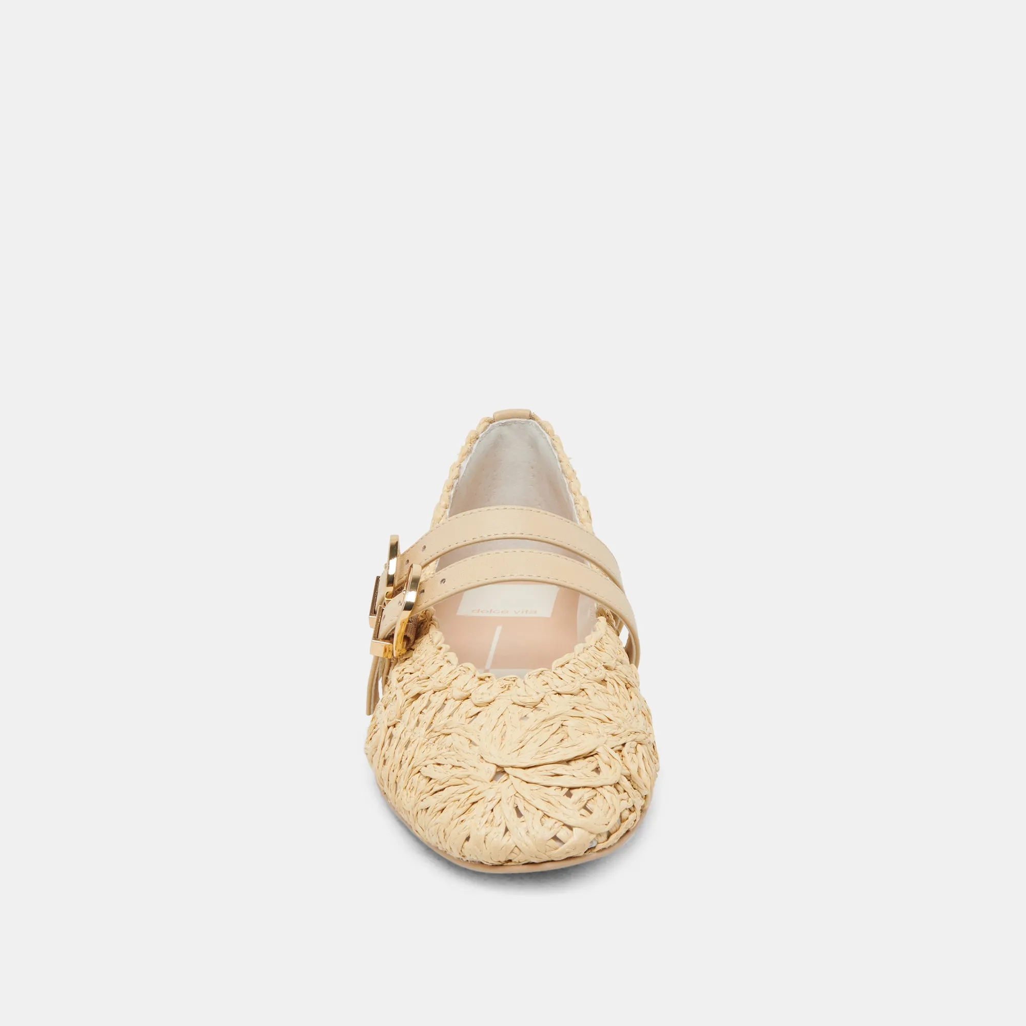 BAYLEE SUNFLOWER WIDE BALLET FLATS LT NATURAL MACRAME