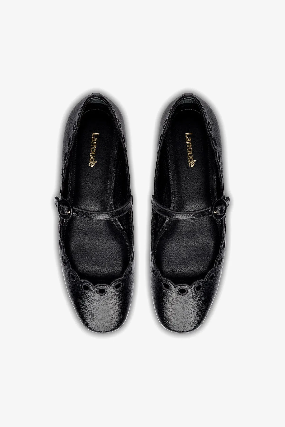Blair Broderie Ballet Flat In Black Leather
