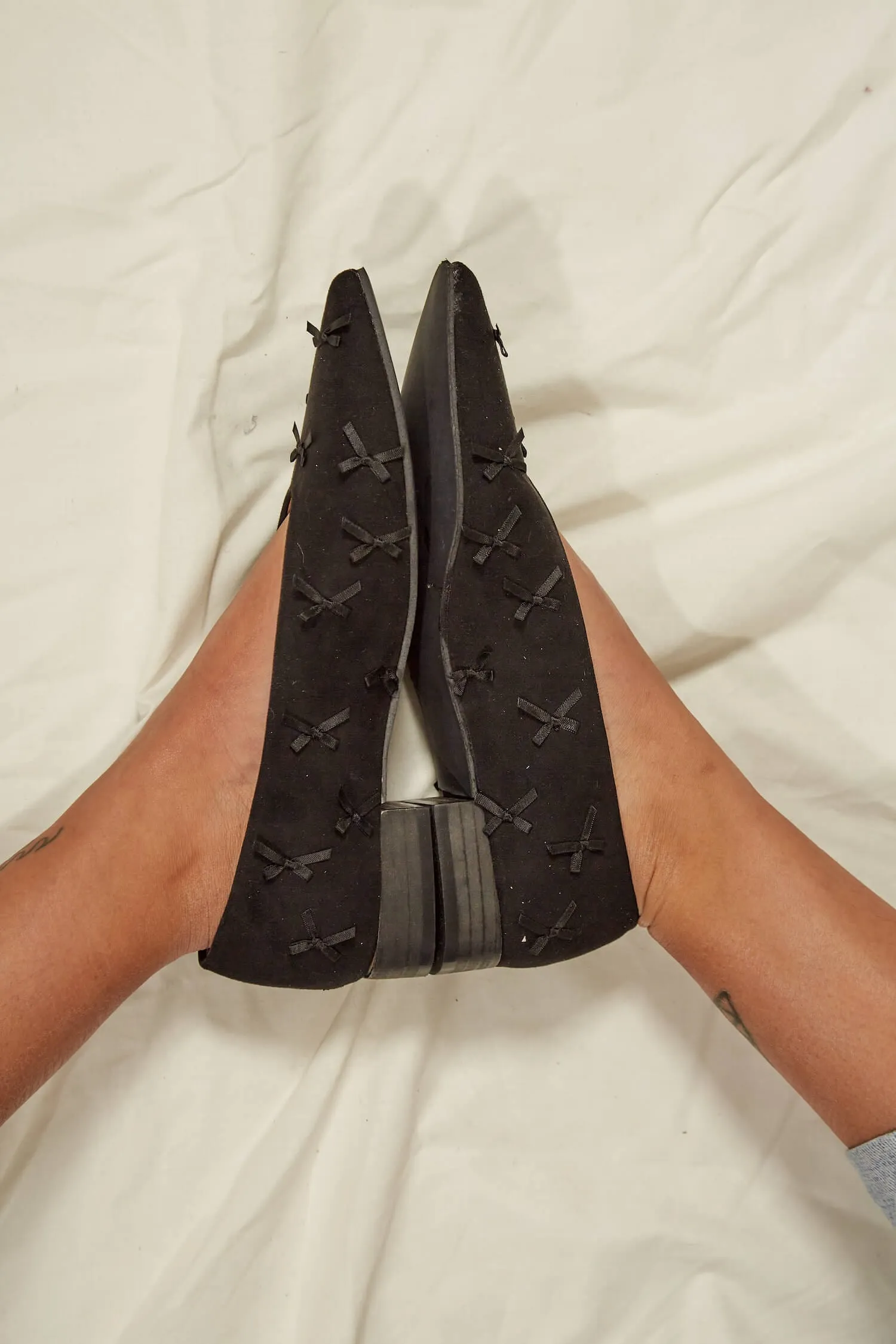 Bow Eco Suede Vegan Ballerinas | Black