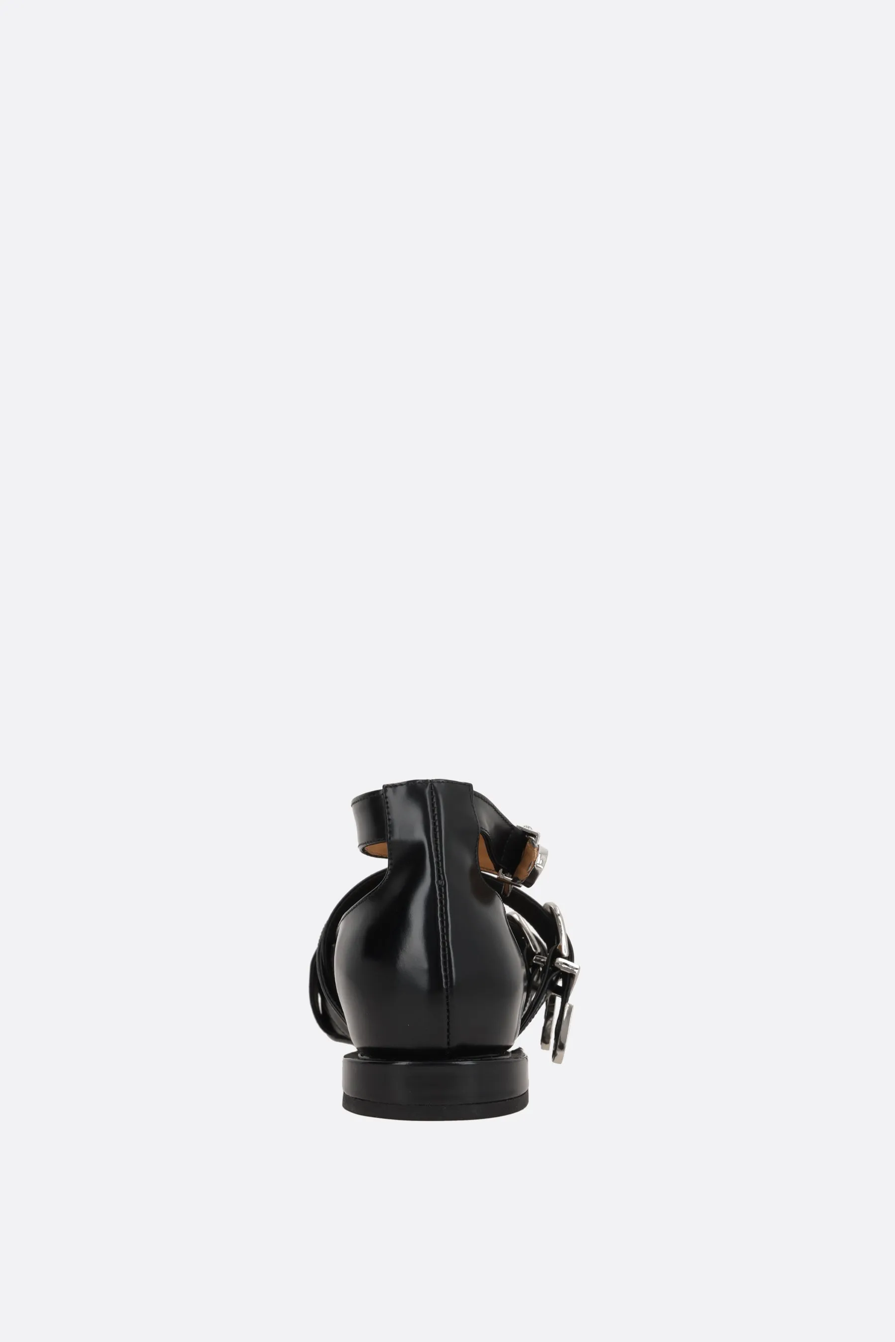 brushed leather ballerinas with buckles