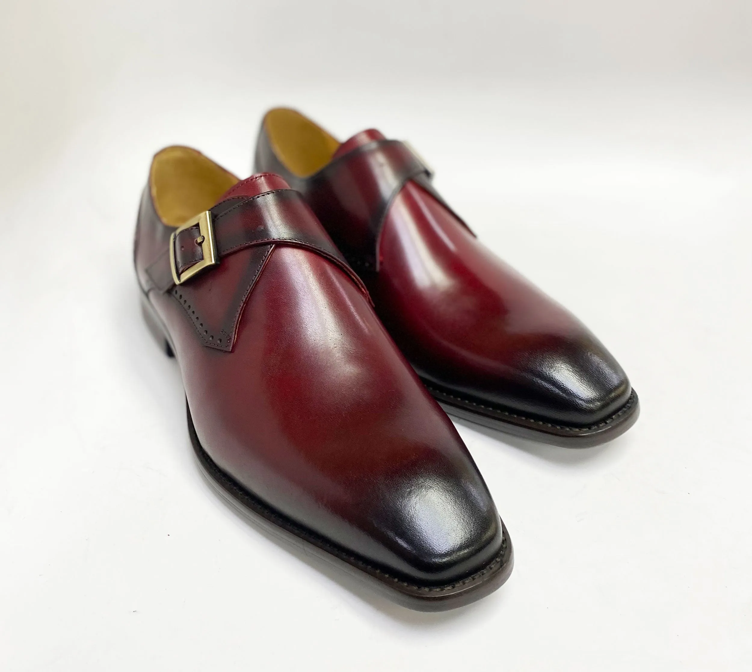 Burnished Leather Monkstrap Burgundy