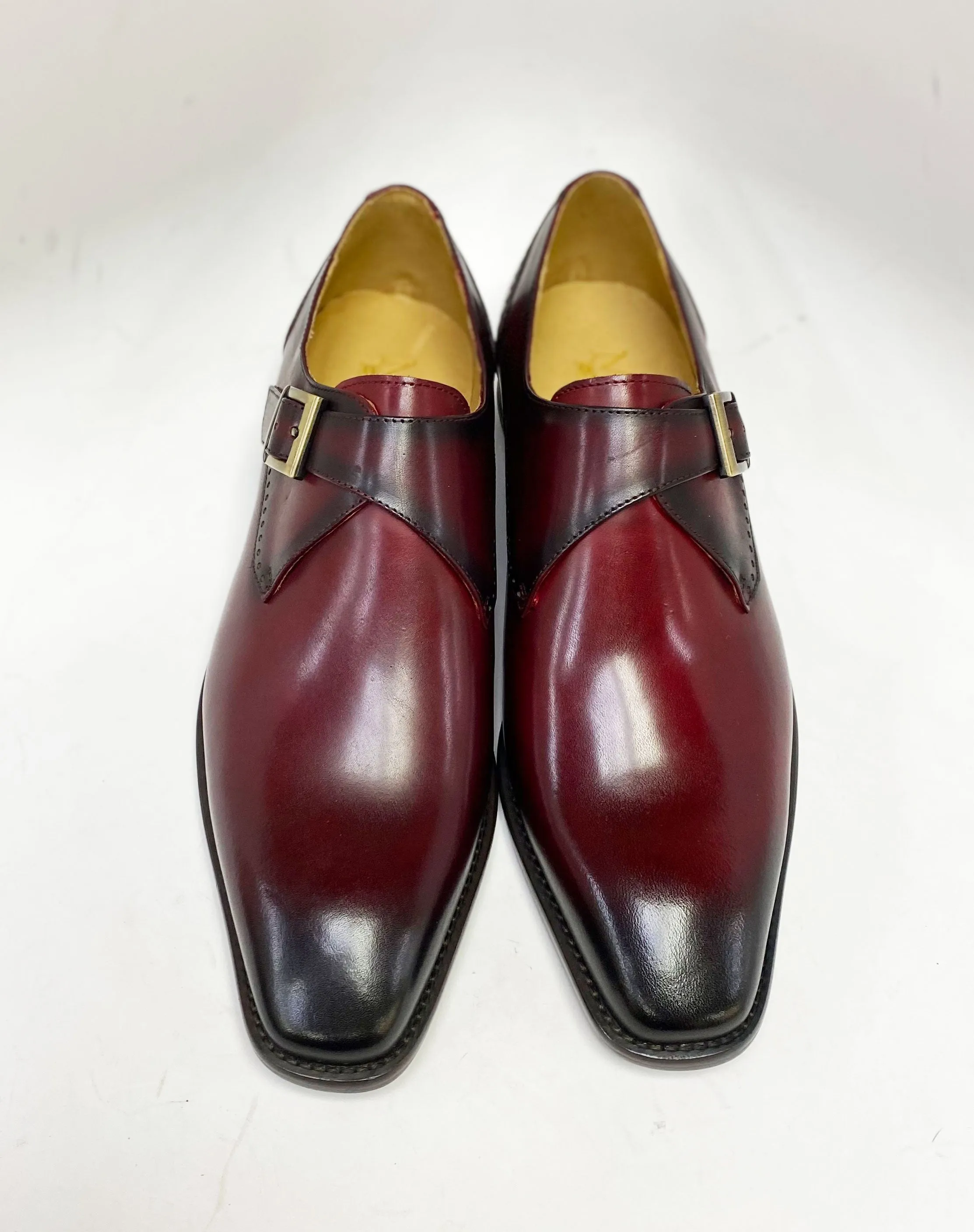 Burnished Leather Monkstrap Burgundy