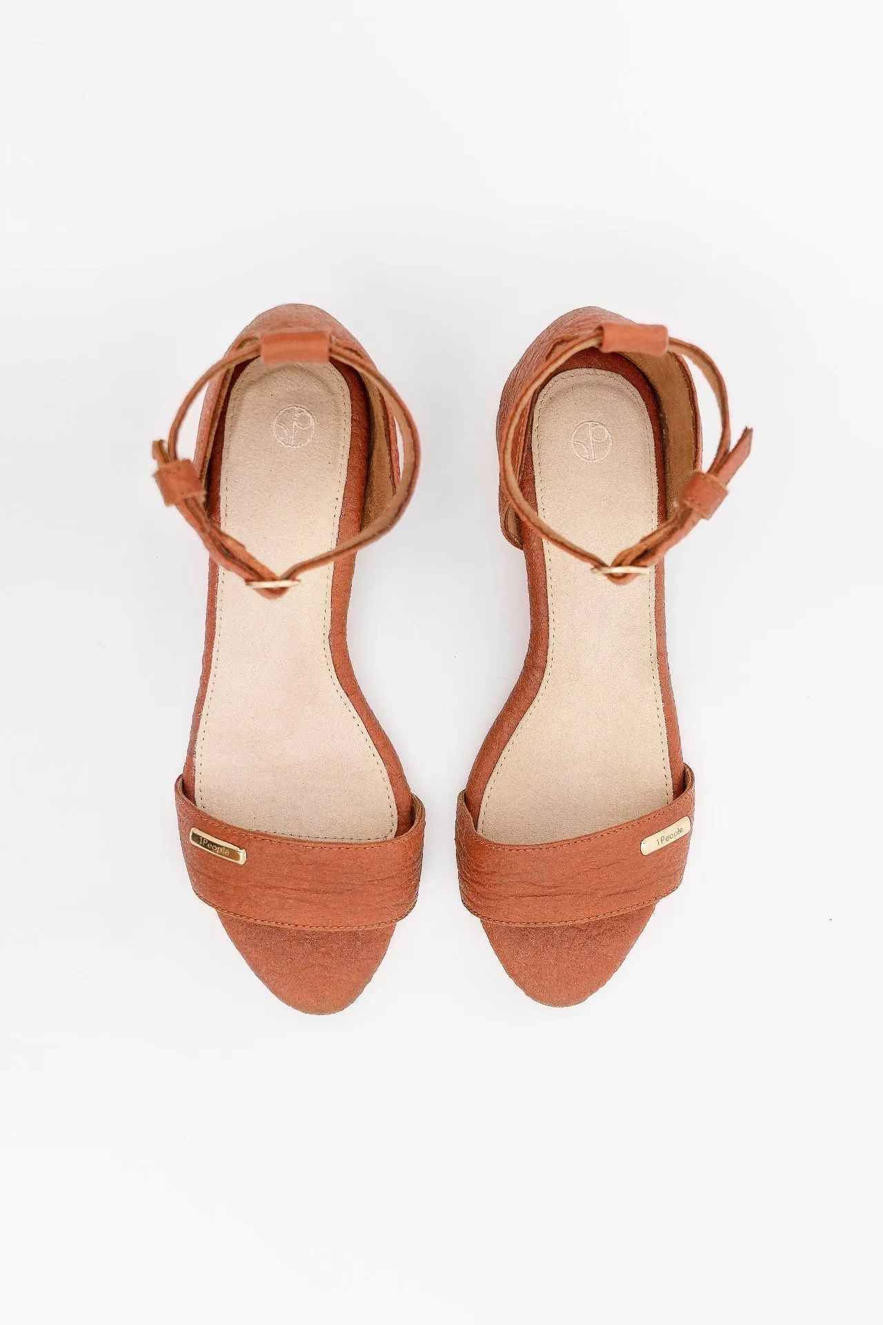 Chicago Piñatex® Vegan Leather Ankle Strap Heels | Canela