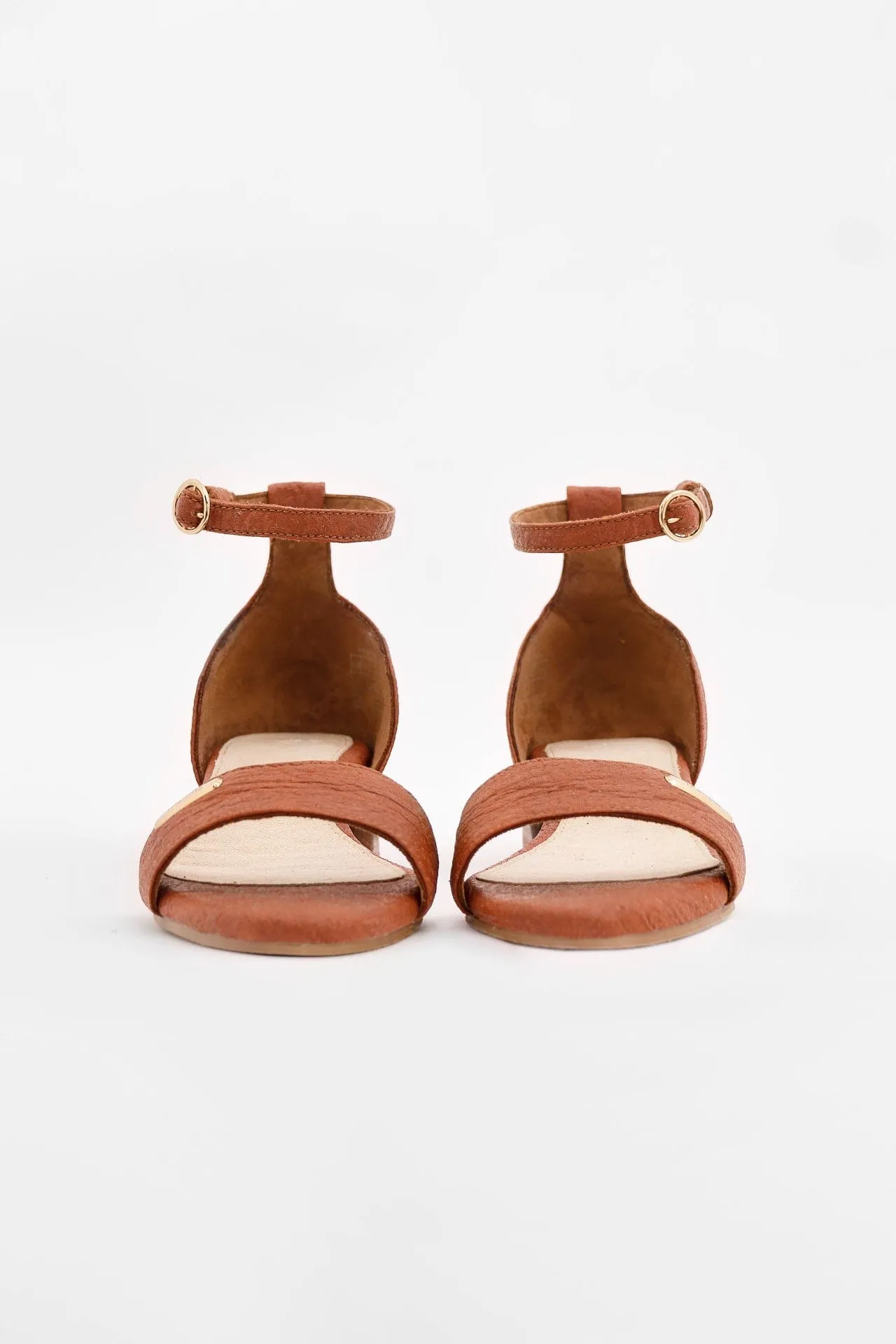 Chicago Piñatex® Vegan Leather Ankle Strap Heels | Canela