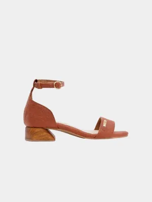 Chicago Piñatex® Vegan Leather Ankle Strap Heels | Canela