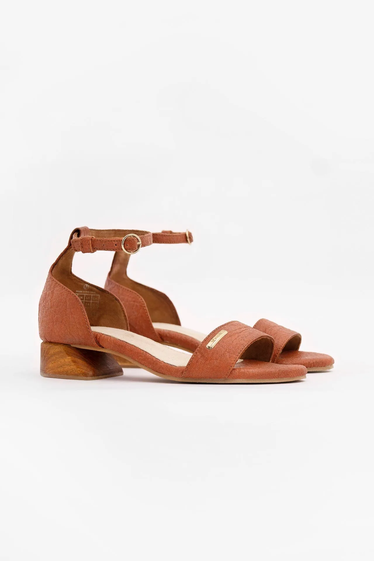 Chicago Piñatex® Vegan Leather Ankle Strap Heels | Canela