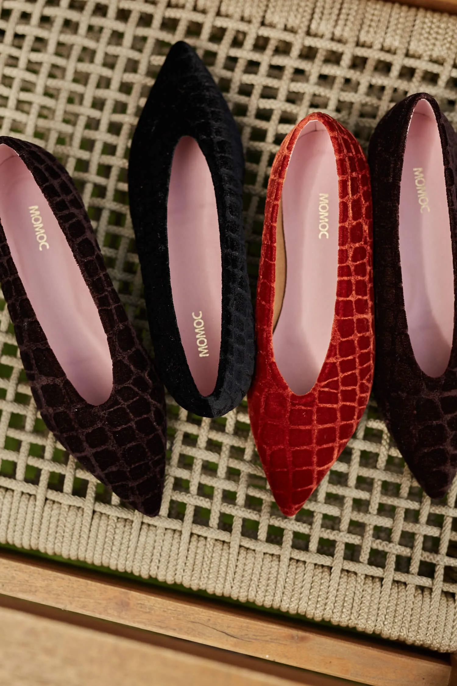 Coco V.2 Velvet Vegan Pointed Ballerinas | Lava