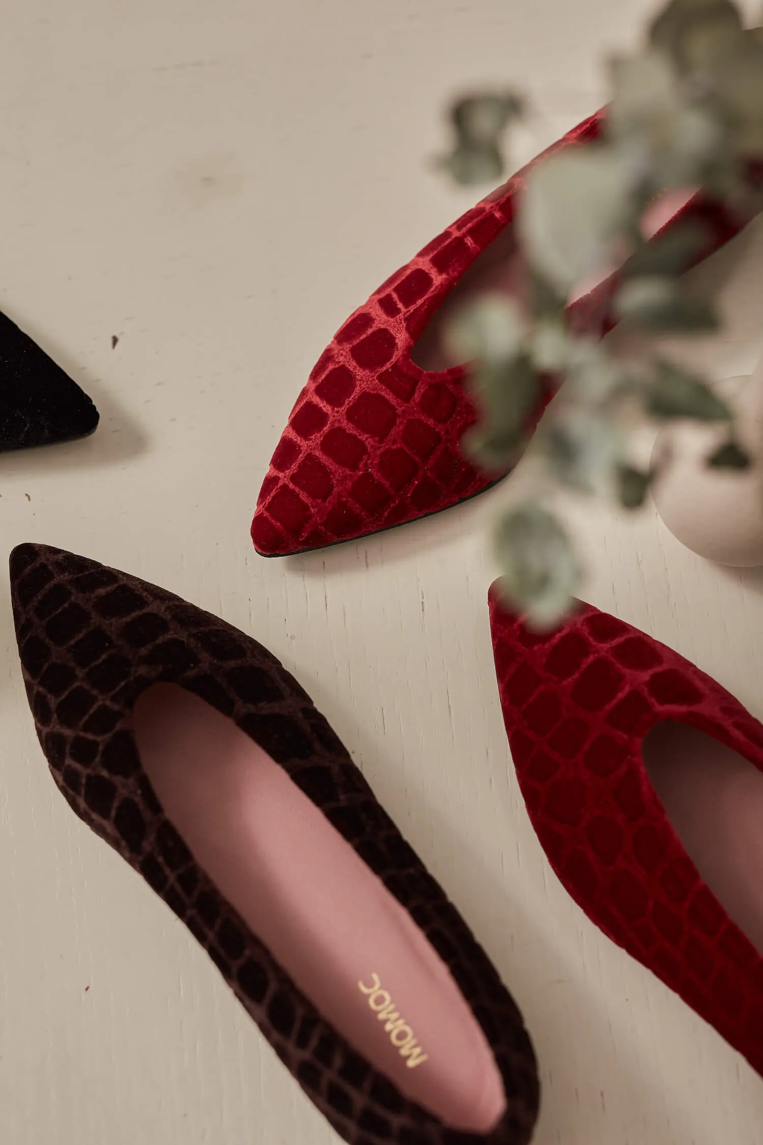 Coco V.2 Velvet Vegan Pointed Ballerinas | Lava