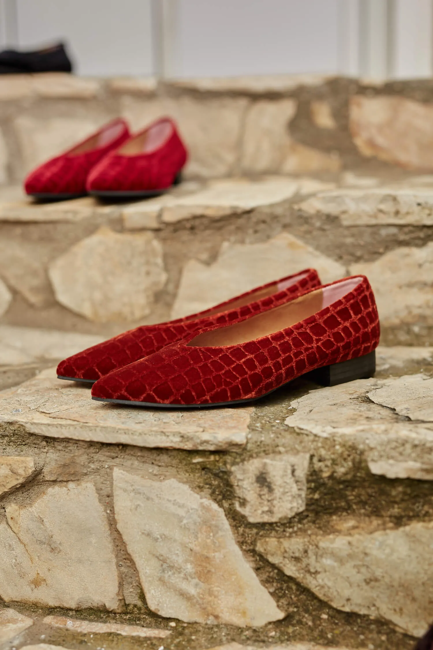 Coco V.2 Velvet Vegan Pointed Ballerinas | Lava
