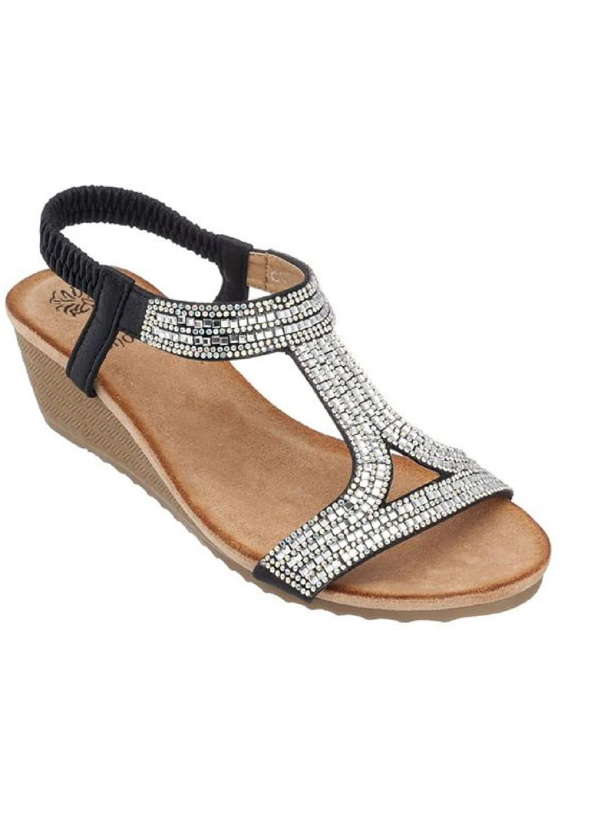 Coretta Womens Slingback T-Strap Wedge Sandals