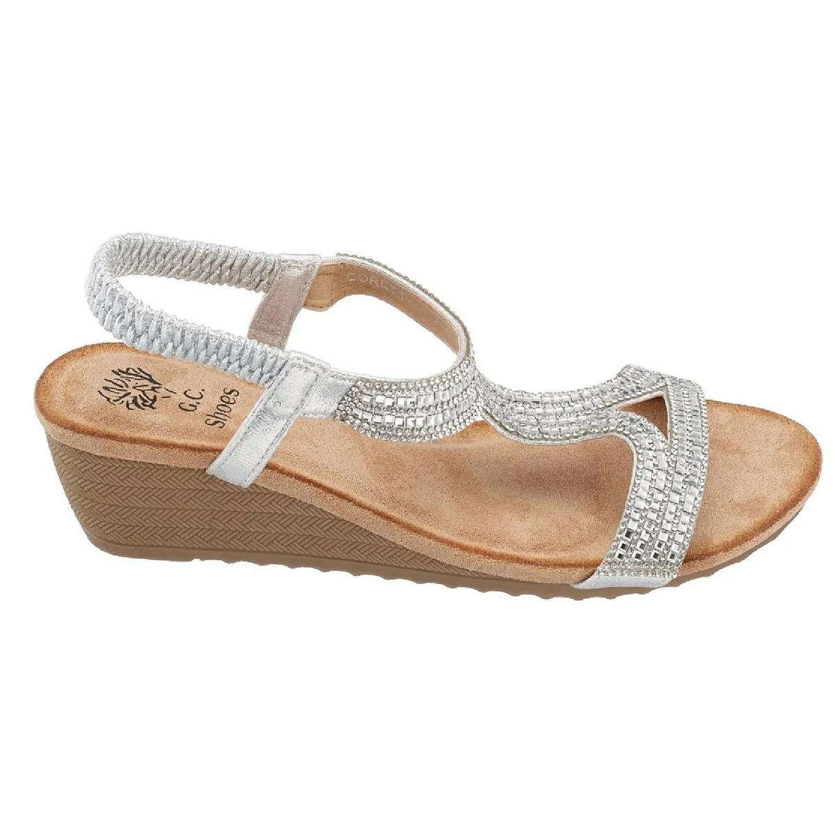 Coretta Womens Slingback T-Strap Wedge Sandals