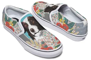 Denim Style Border Collie Slip-On Shoes
