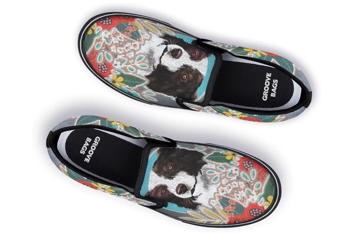 Denim Style Border Collie Slip-On Shoes