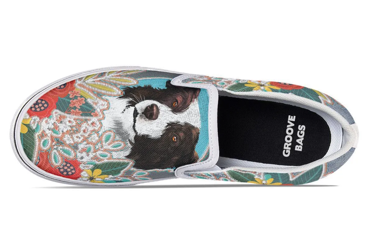 Denim Style Border Collie Slip-On Shoes