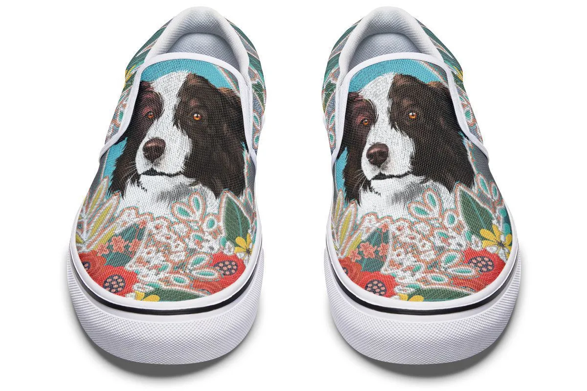 Denim Style Border Collie Slip-On Shoes