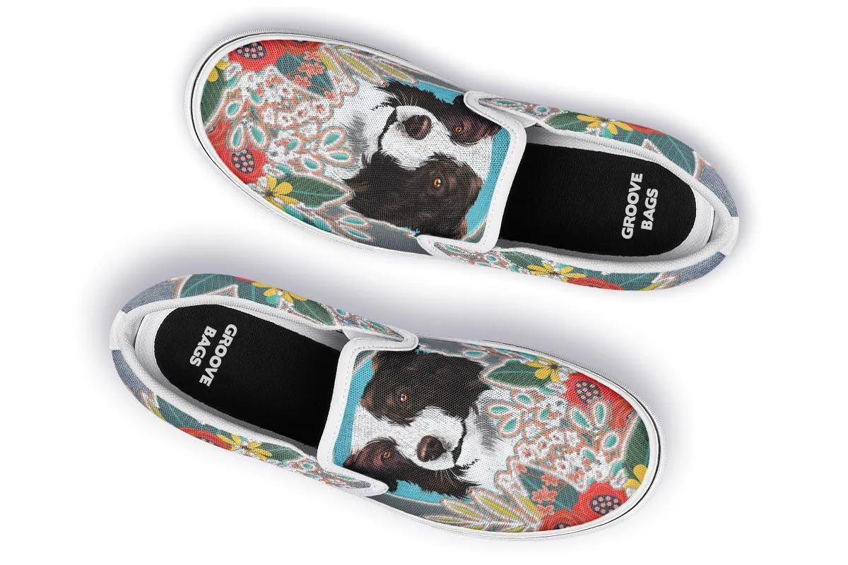 Denim Style Border Collie Slip-On Shoes