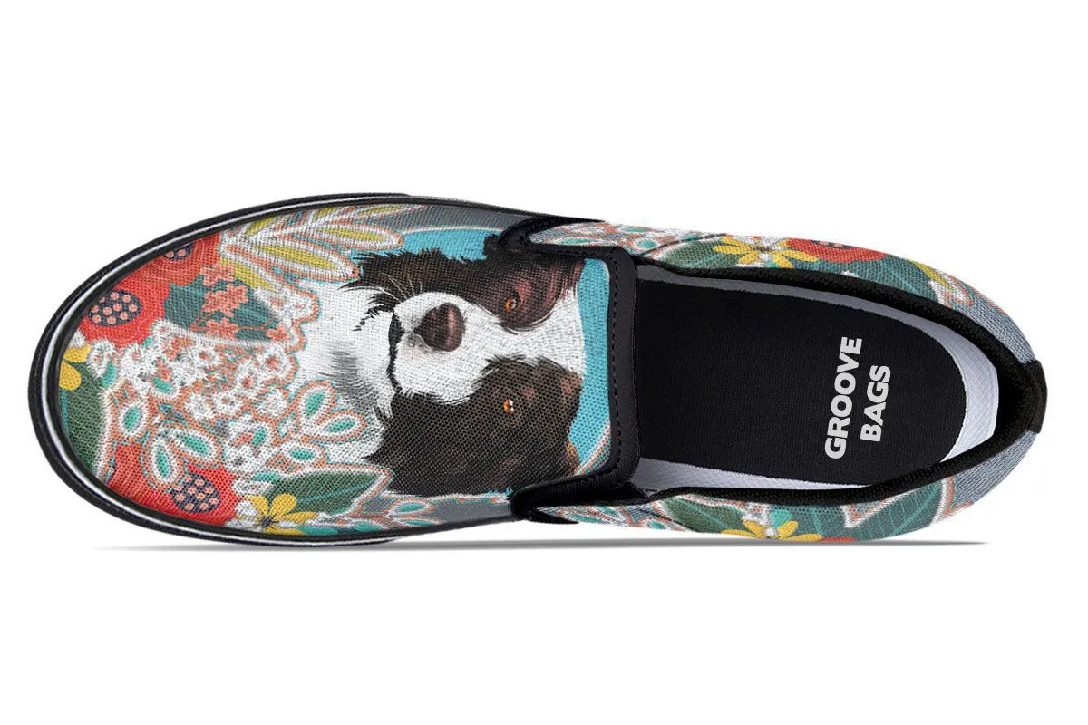 Denim Style Border Collie Slip-On Shoes