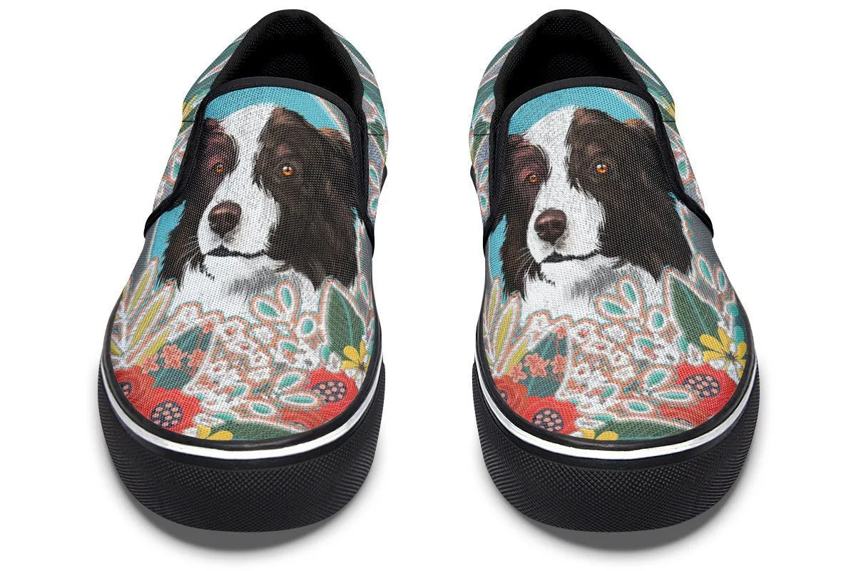Denim Style Border Collie Slip-On Shoes
