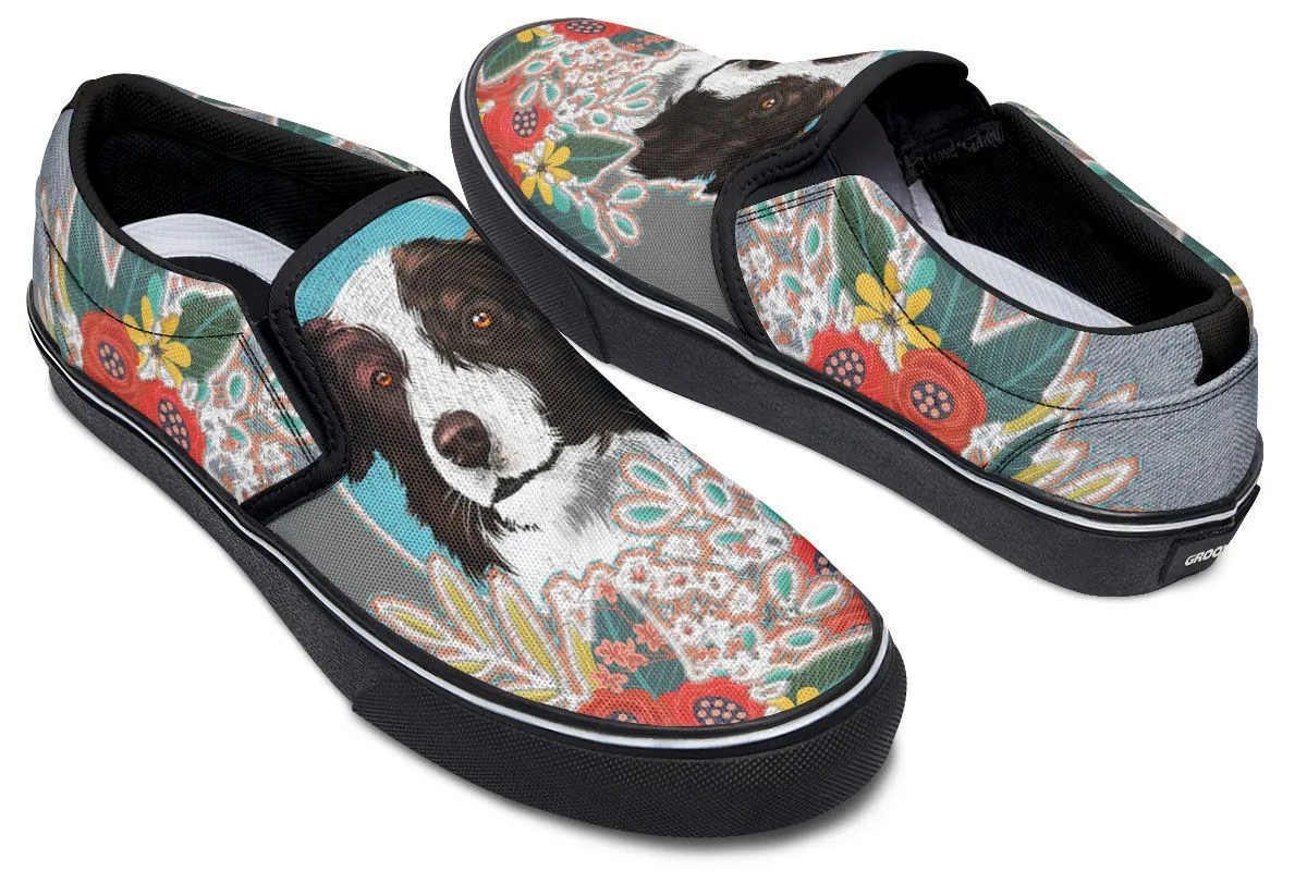 Denim Style Border Collie Slip-On Shoes