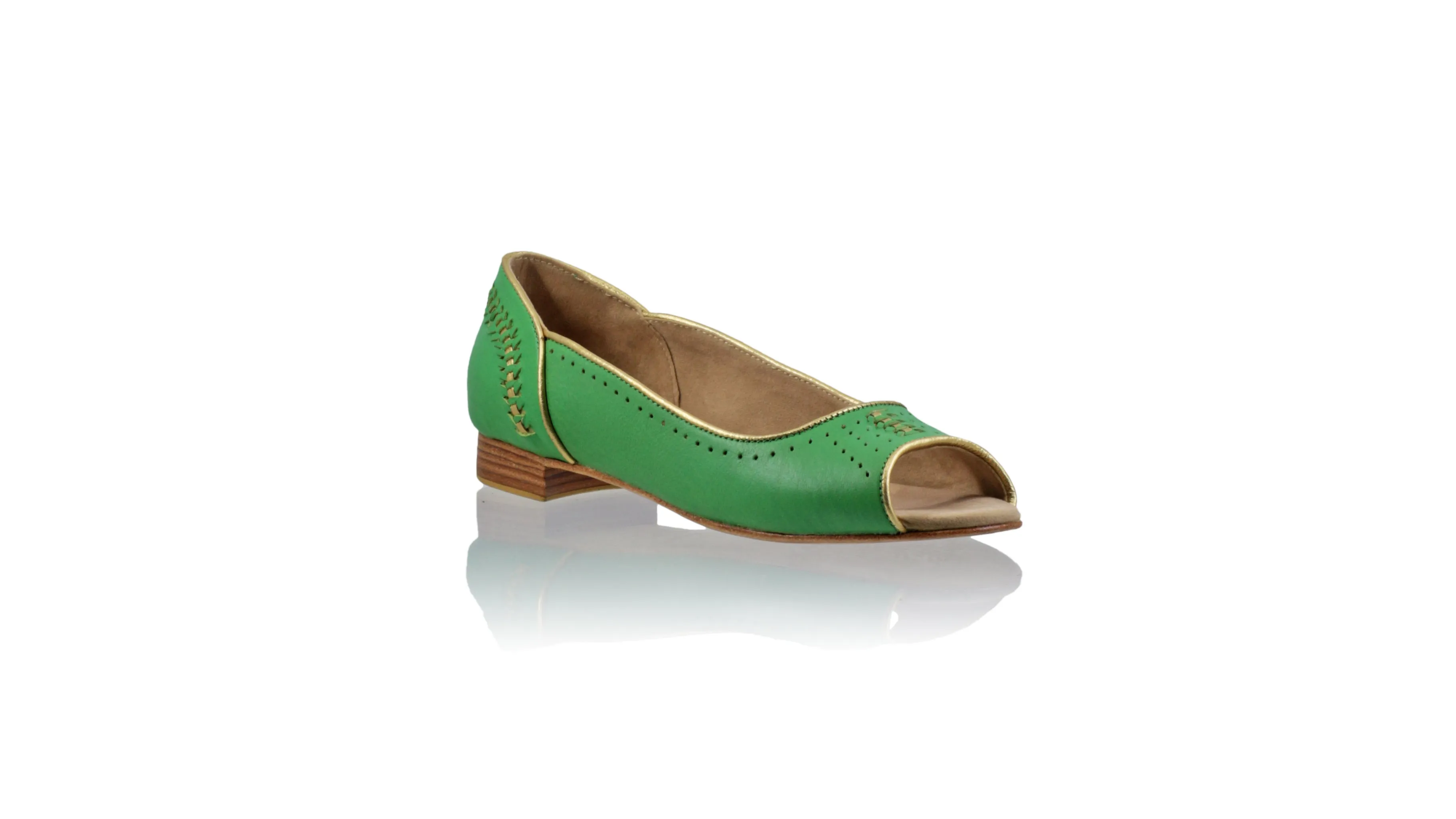 Donna 20mm Peeptoe Ballet - Green & Gold