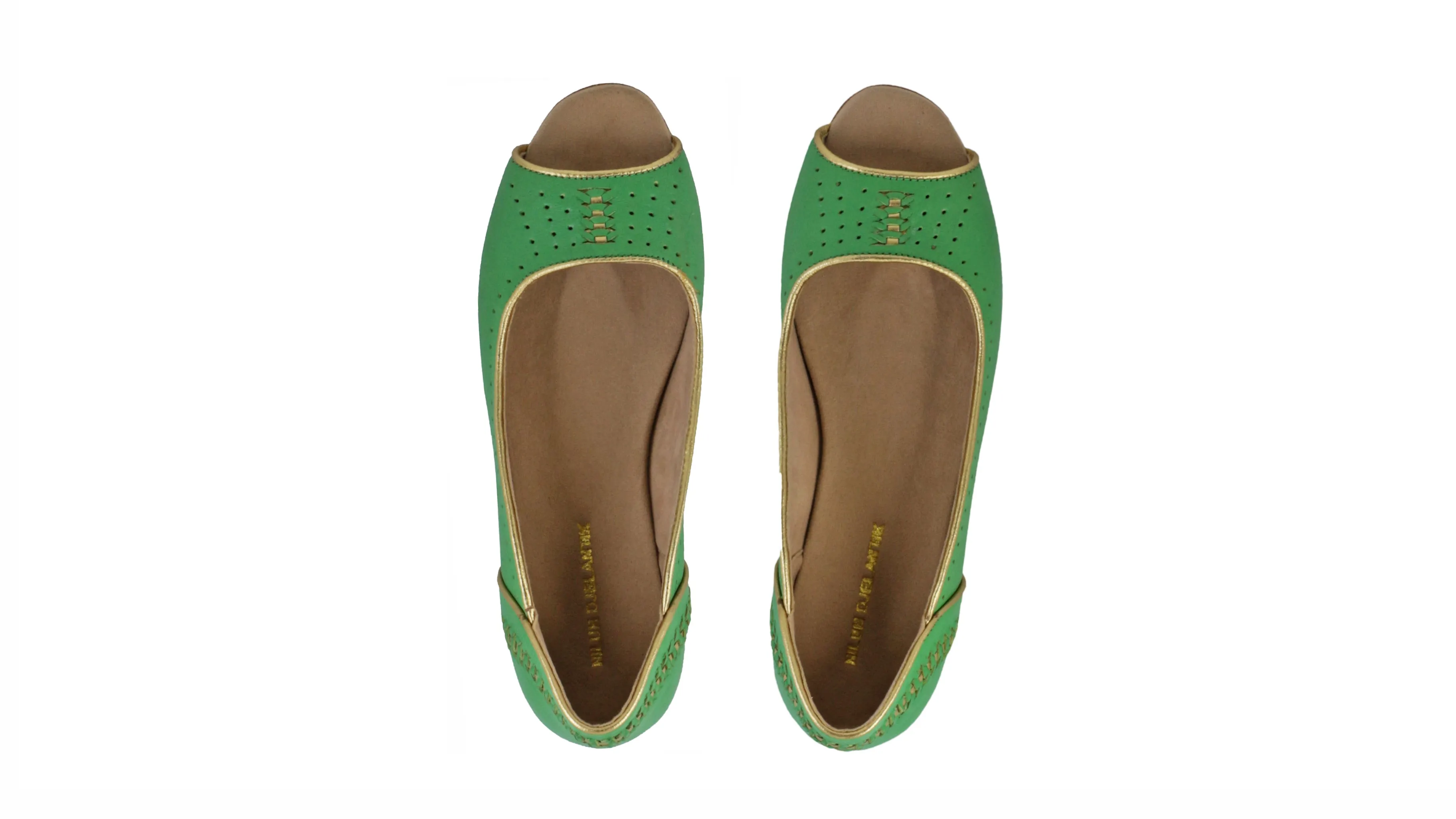 Donna 20mm Peeptoe Ballet - Green & Gold