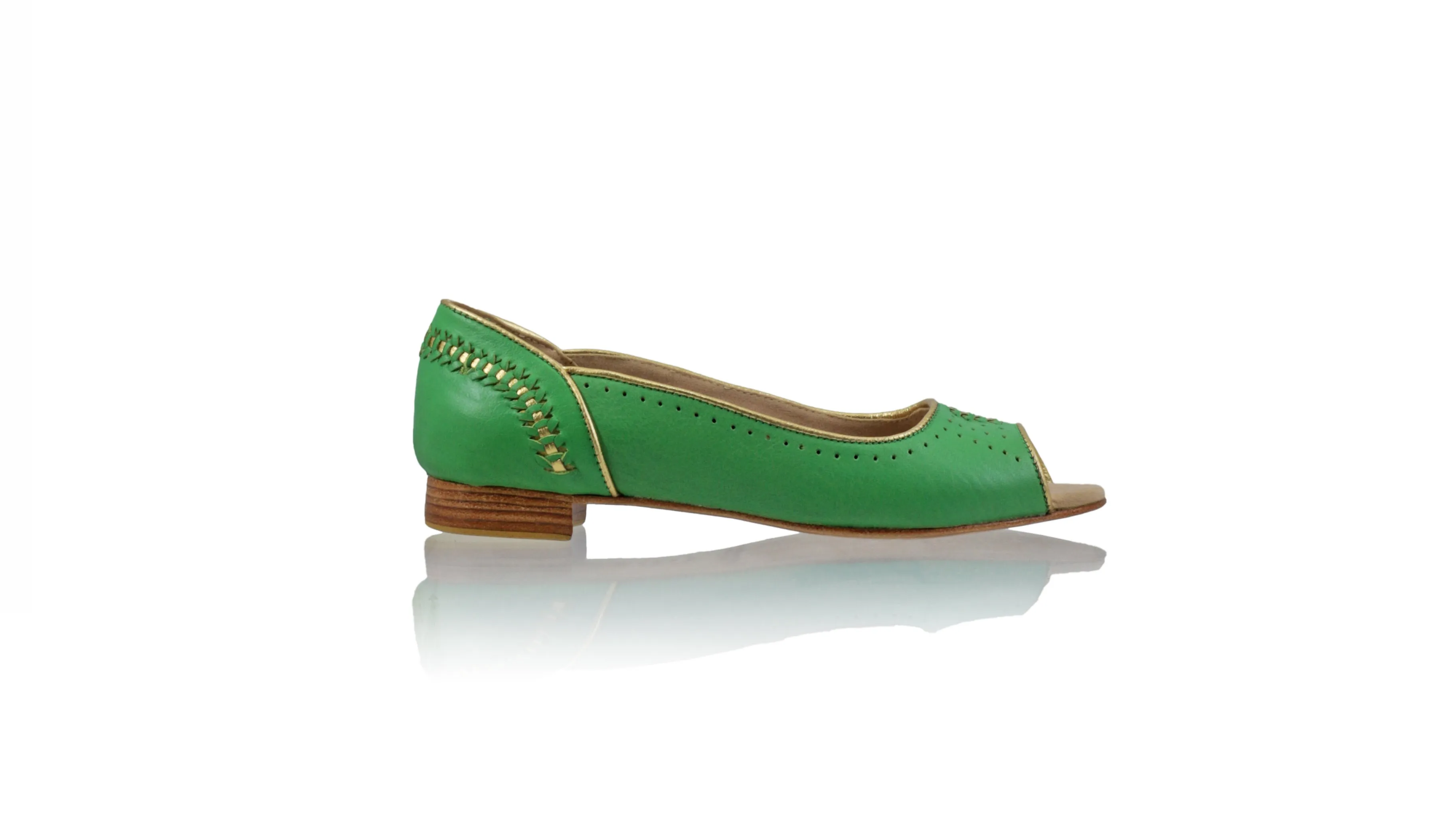 Donna 20mm Peeptoe Ballet - Green & Gold