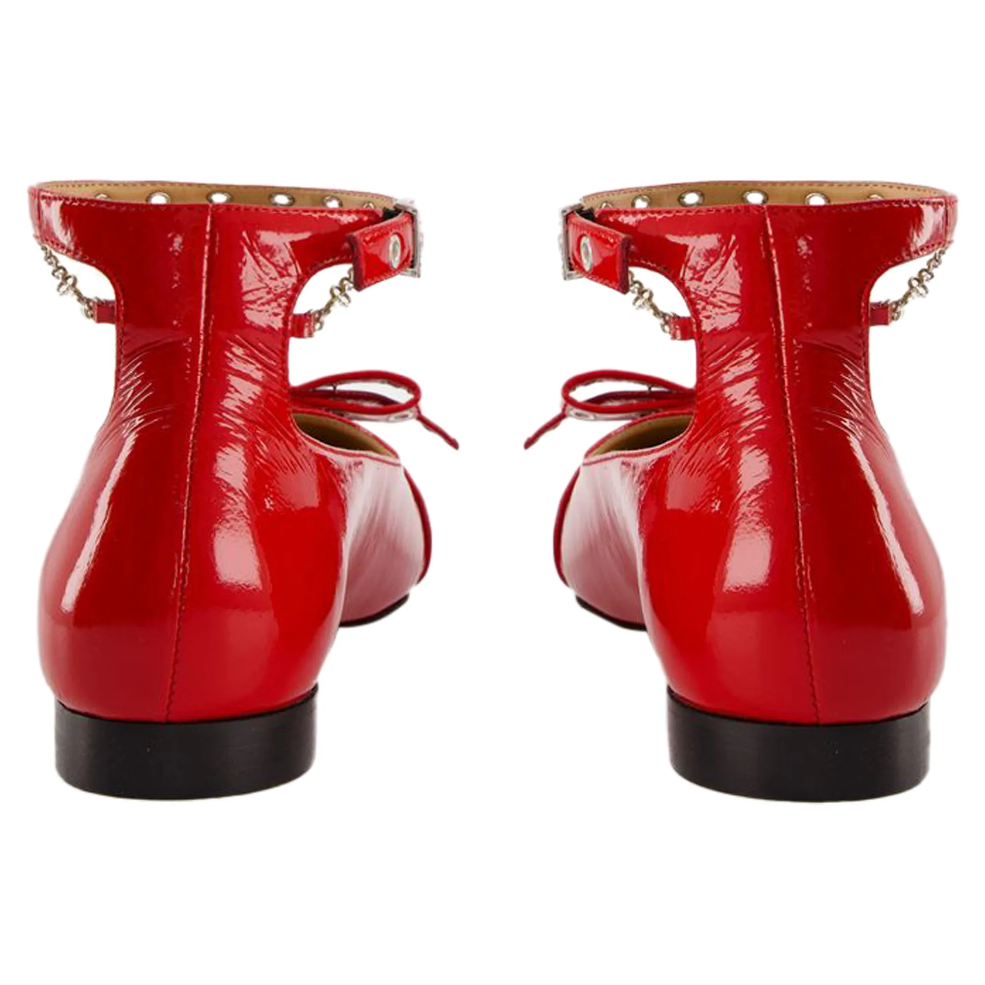 Eyelets Jewel Ballerinas - Ganni - Synthetic - Red