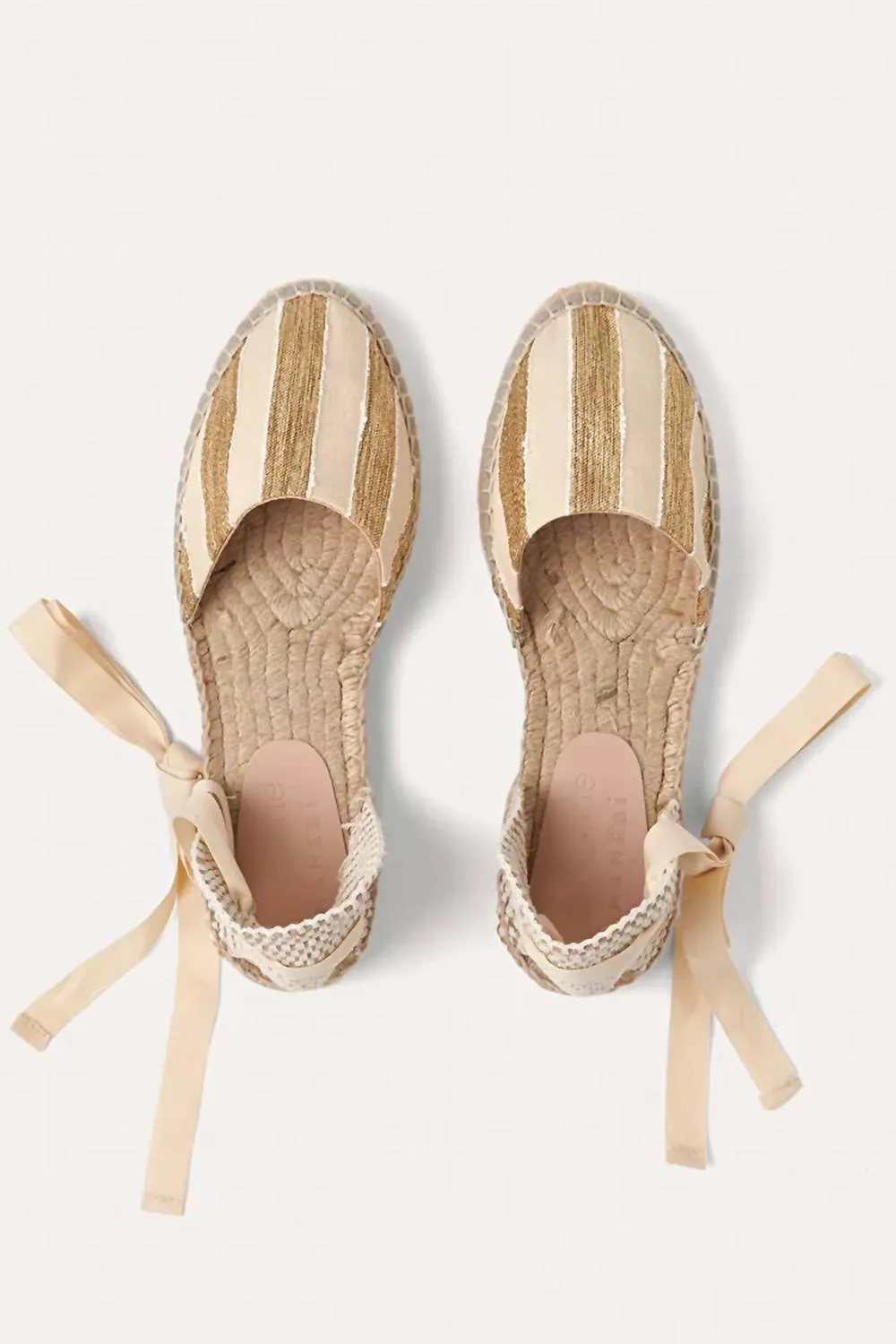 Flat Espadrillas In Gold Stripe