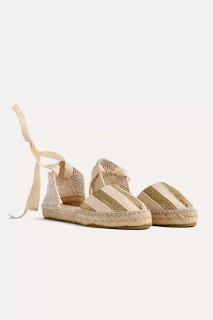 Flat Espadrillas In Gold Stripe