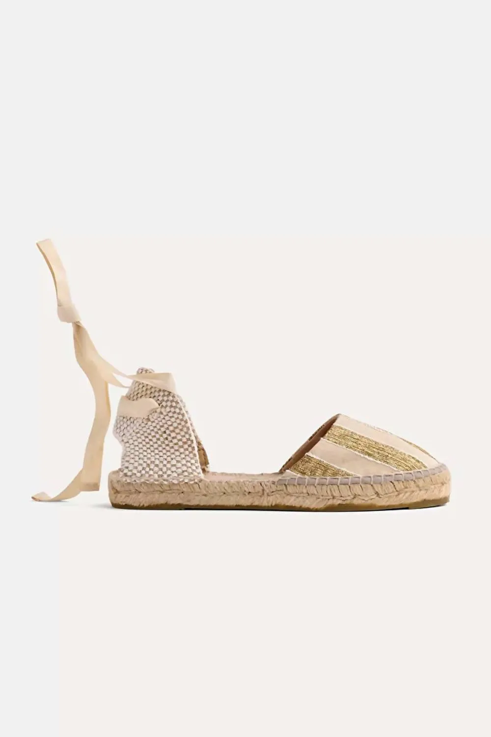 Flat Espadrillas In Gold Stripe