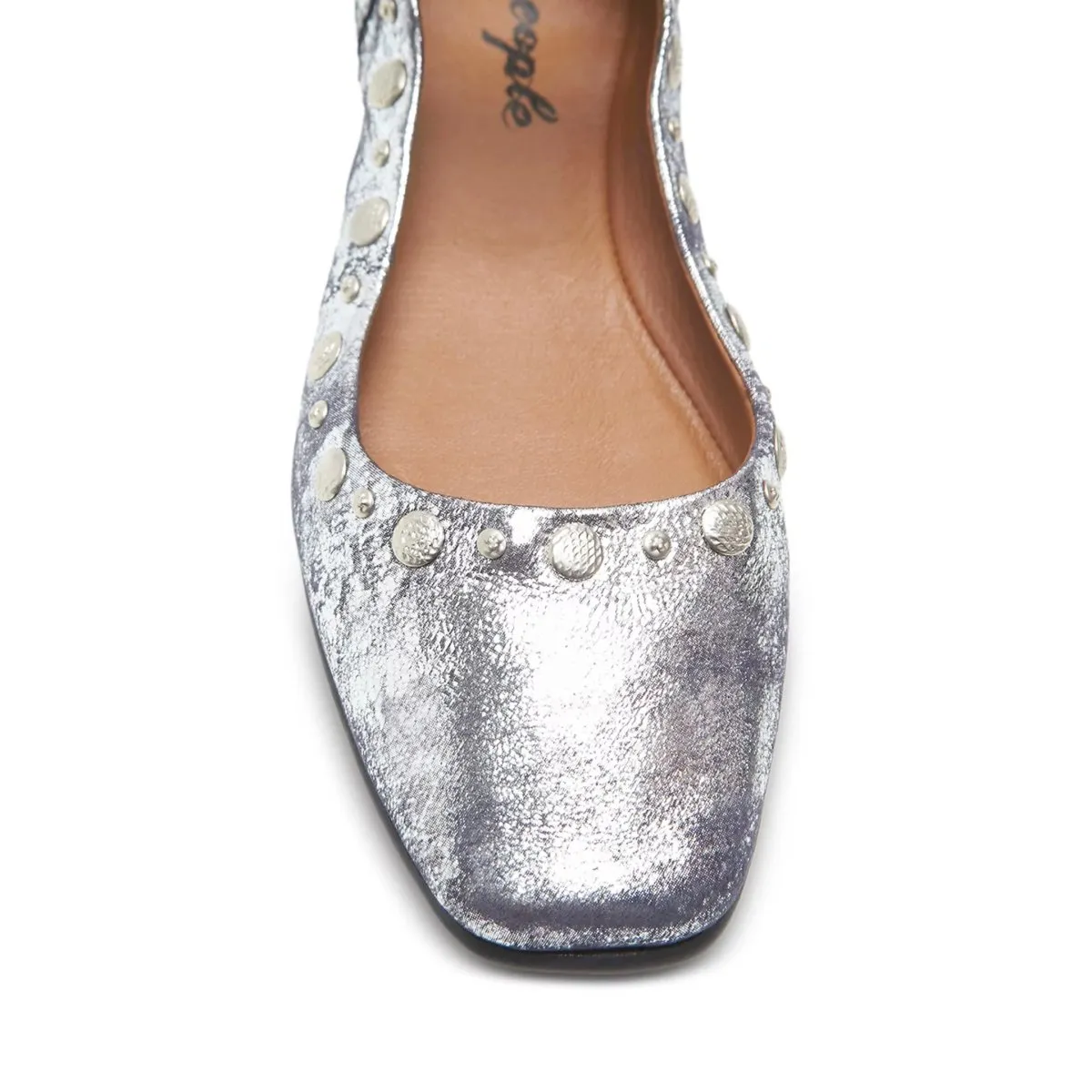 Free People Women's Mystic Mary Jane Flat Silver Distress