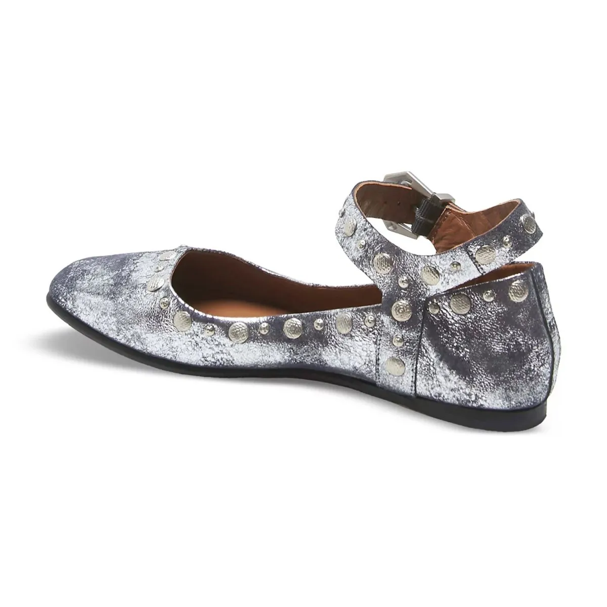 Free People Women's Mystic Mary Jane Flat Silver Distress