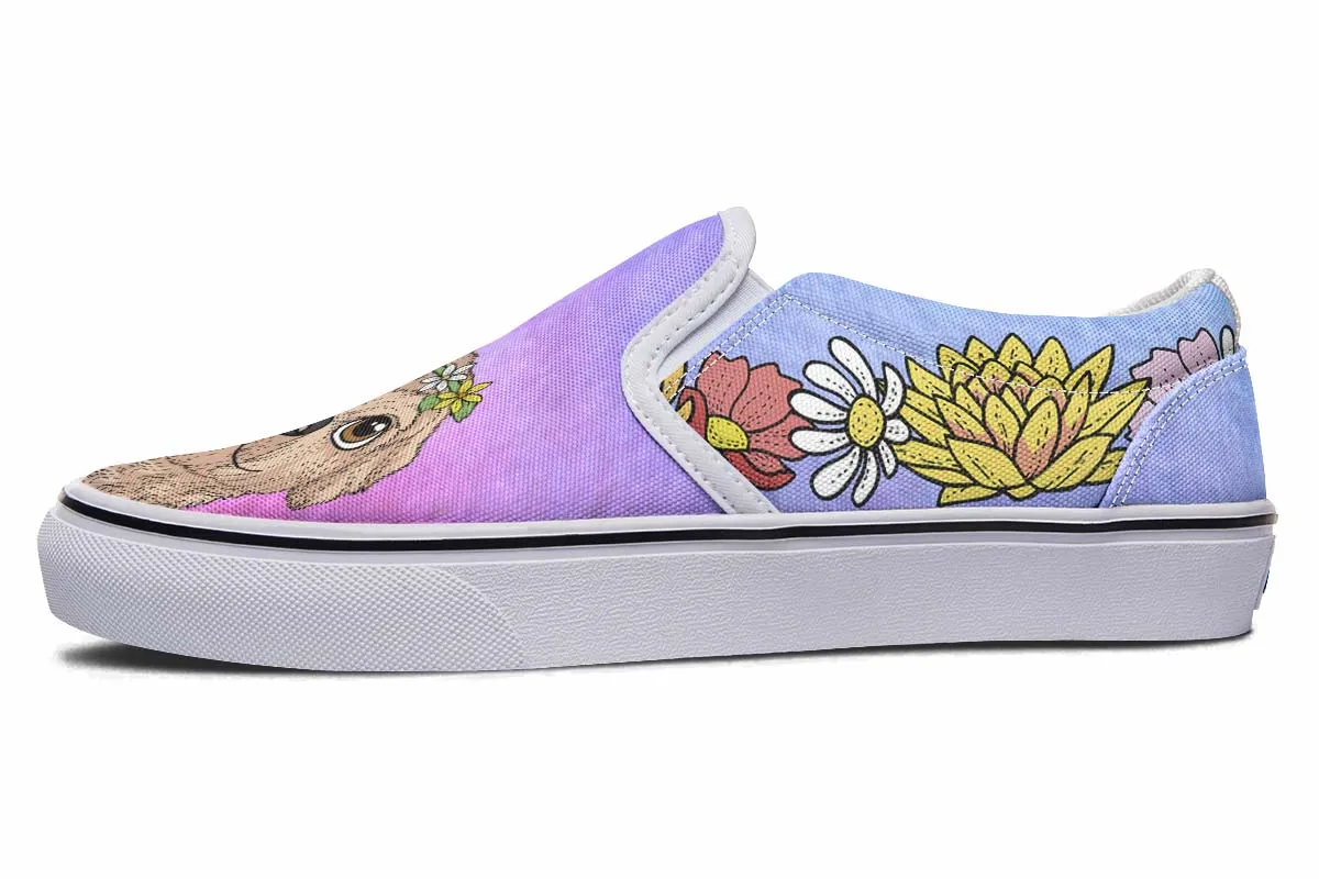 Fun Floral Golden Doodle Slip-On Shoes