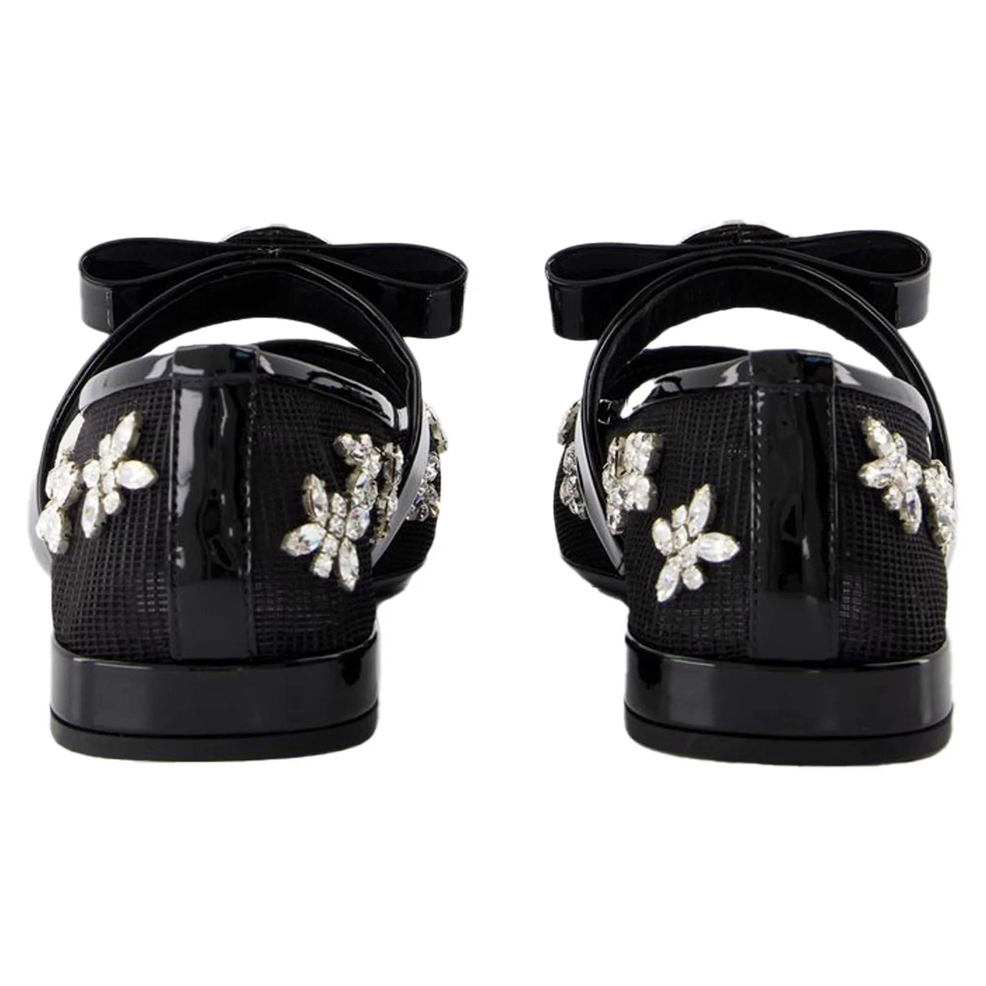 Gianni Ribbon Flat Shoes - Versace - Leather - Black