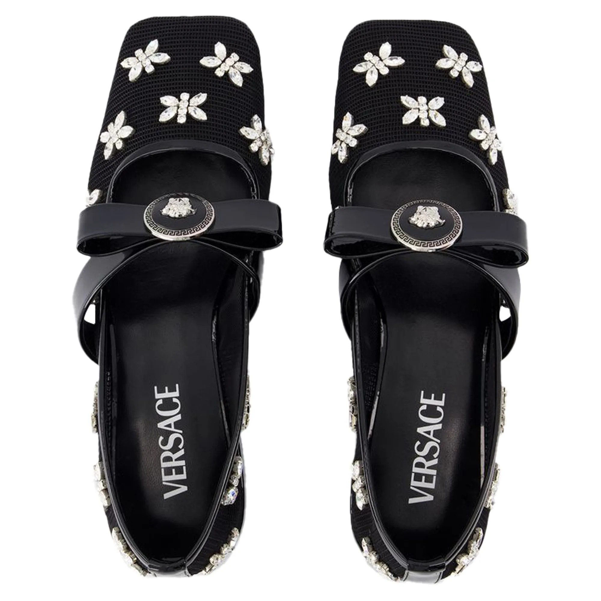 Gianni Ribbon Flat Shoes - Versace - Leather - Black