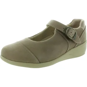 Jillian Womens Buckle Leather Flat Shoes