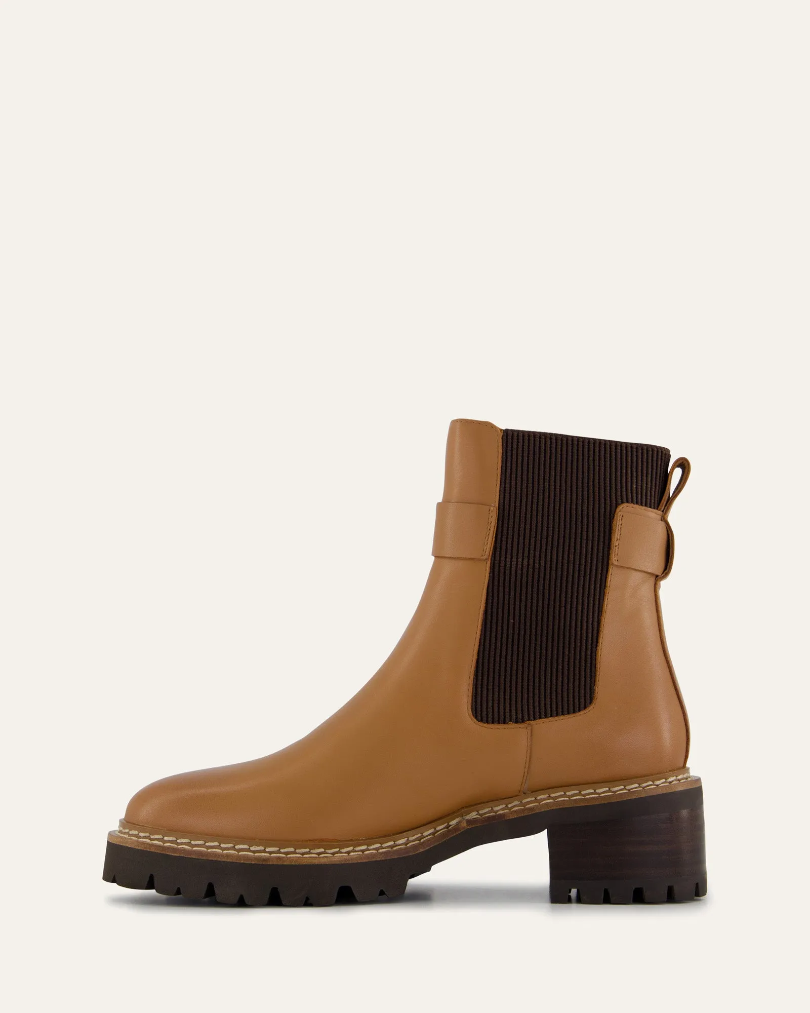 KIKO FLAT ANKLE BOOTS TRUE TAN LEATHER