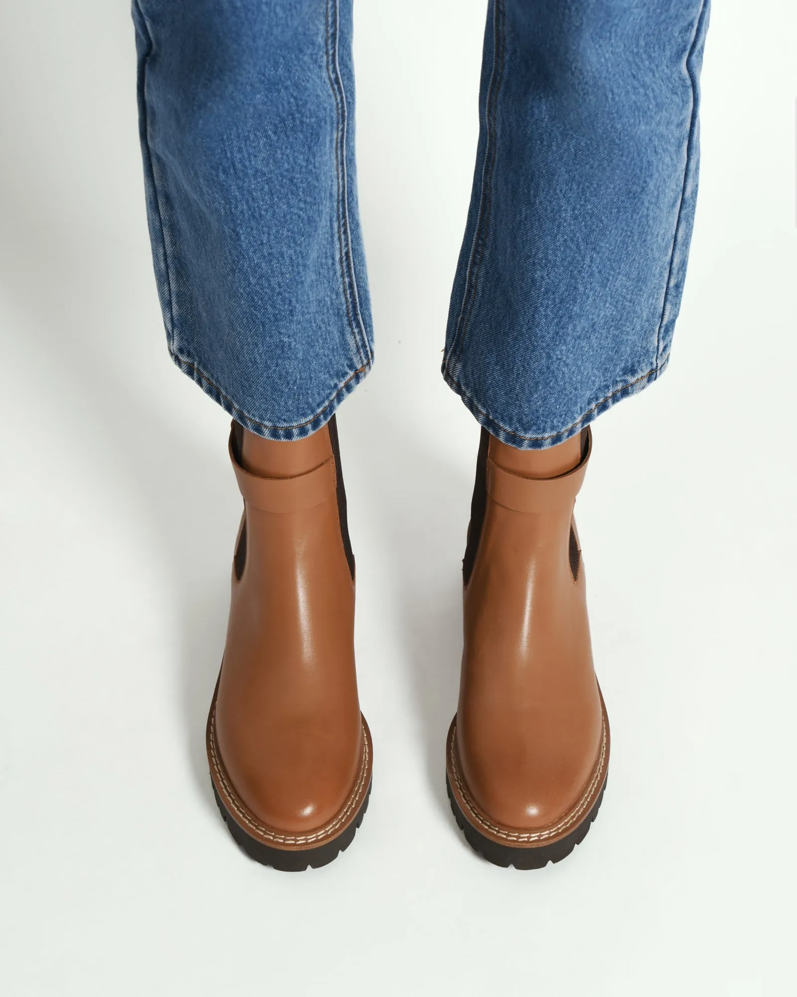 KIKO FLAT ANKLE BOOTS TRUE TAN LEATHER