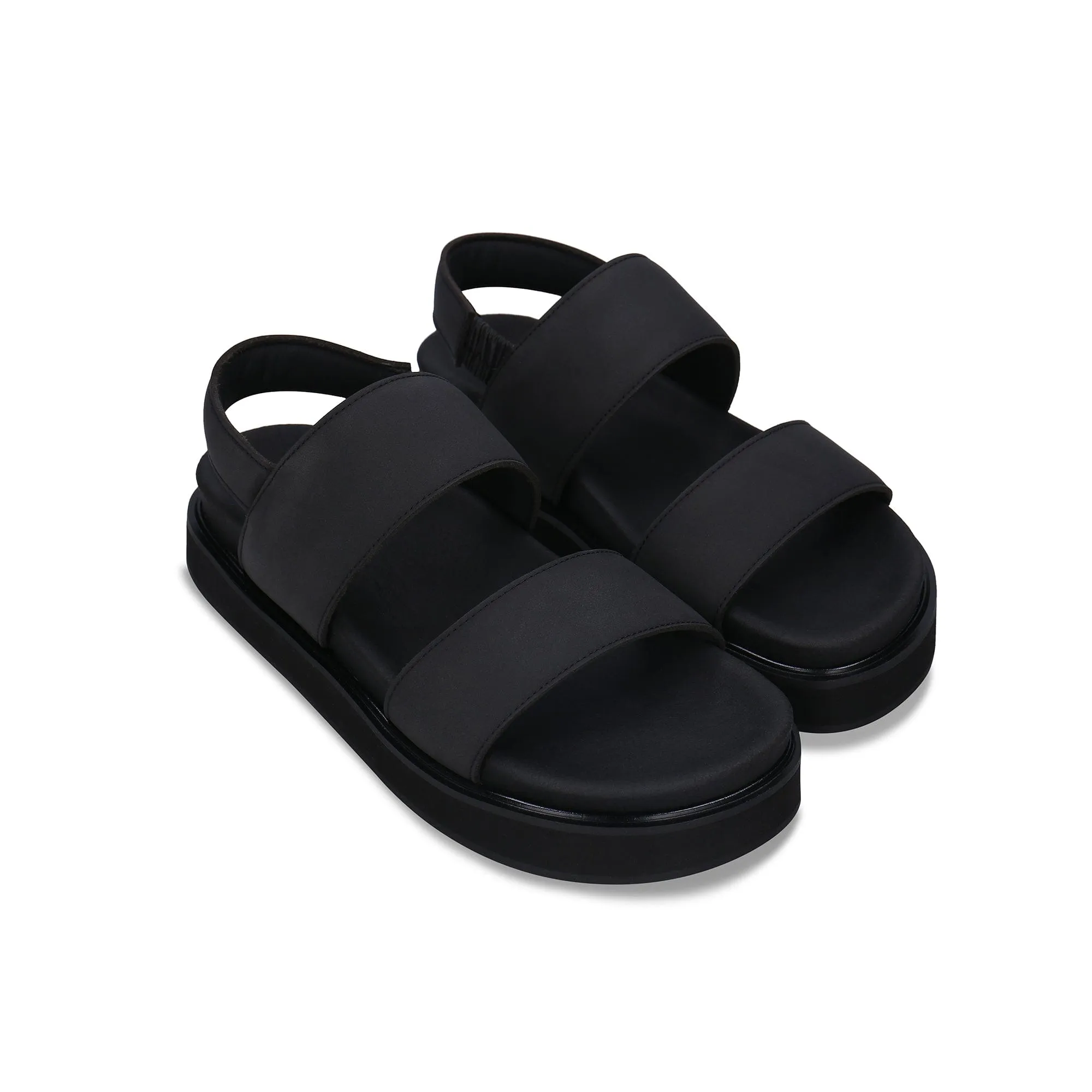 Lau Unisex Vegan Microfibre Platform Sandals | Black