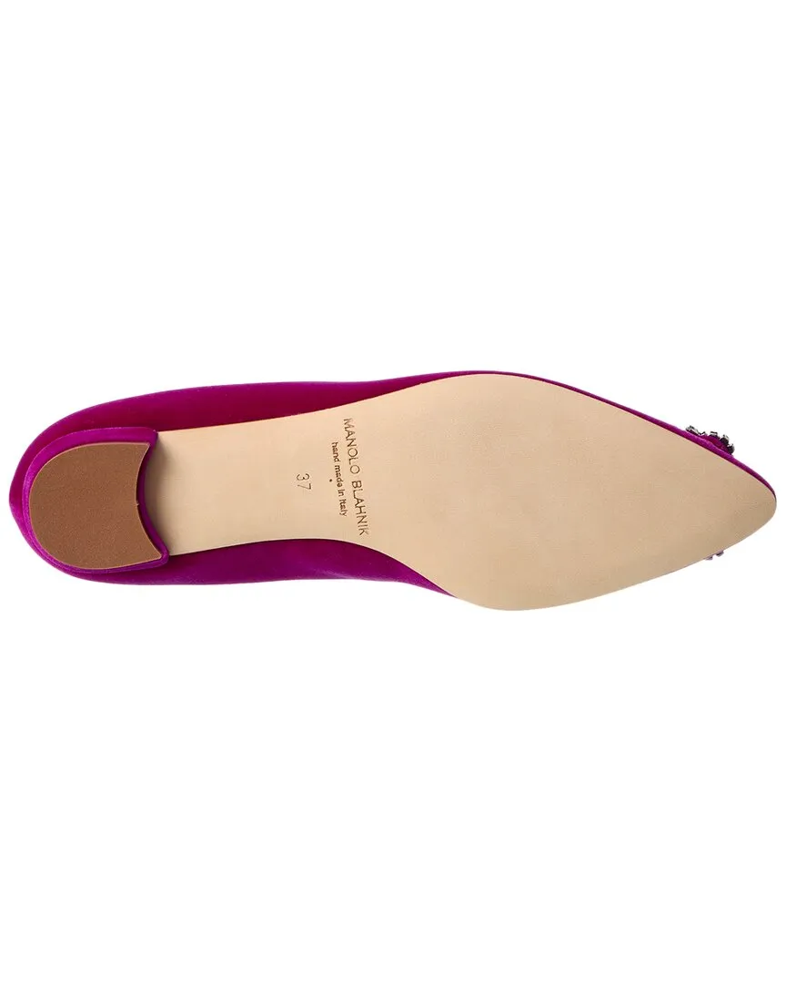 Manolo Blahnik Hangisi Velvet Flat