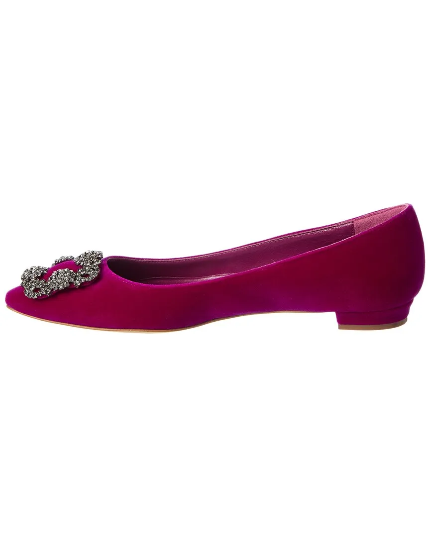 Manolo Blahnik Hangisi Velvet Flat