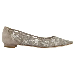 Manolo Blahnik Lace Suede Pointy Toes Flat Shoes