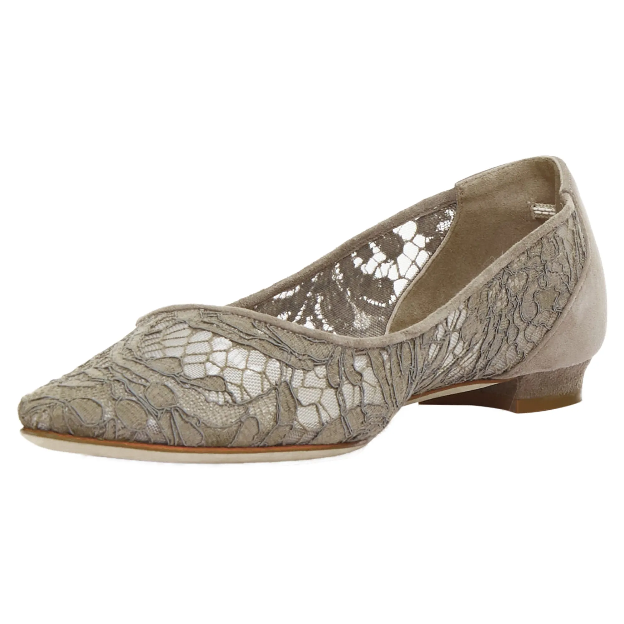 Manolo Blahnik Lace Suede Pointy Toes Flat Shoes
