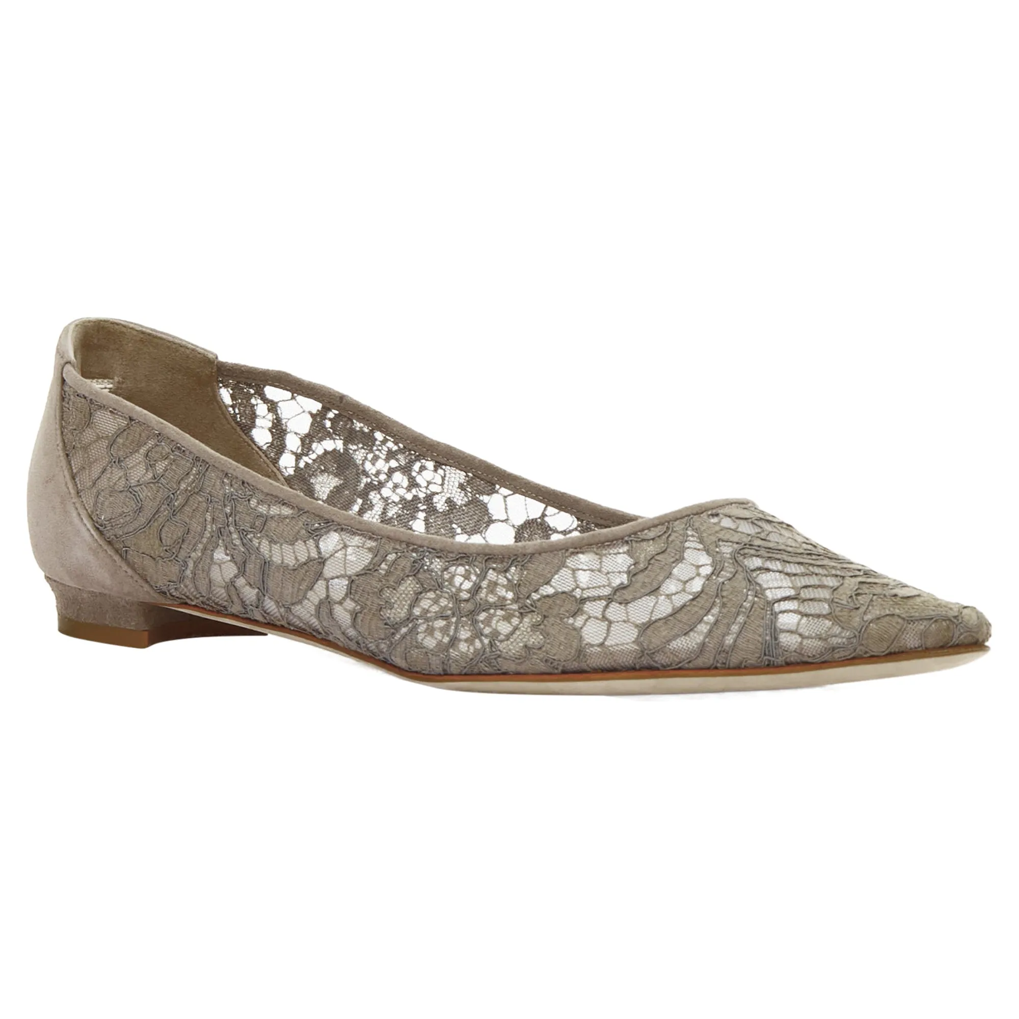 Manolo Blahnik Lace Suede Pointy Toes Flat Shoes