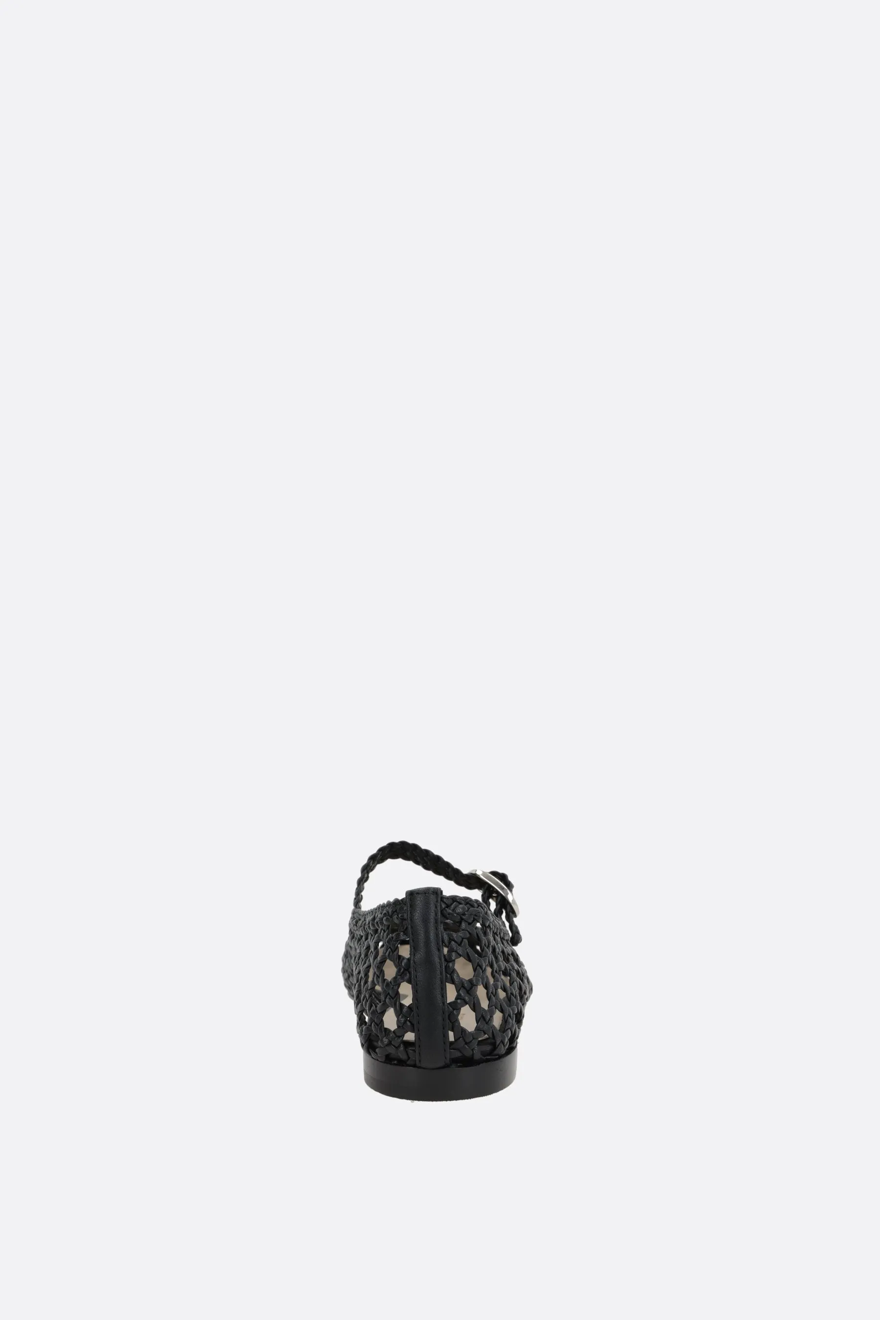 mary-jane ballerinas in woven leather