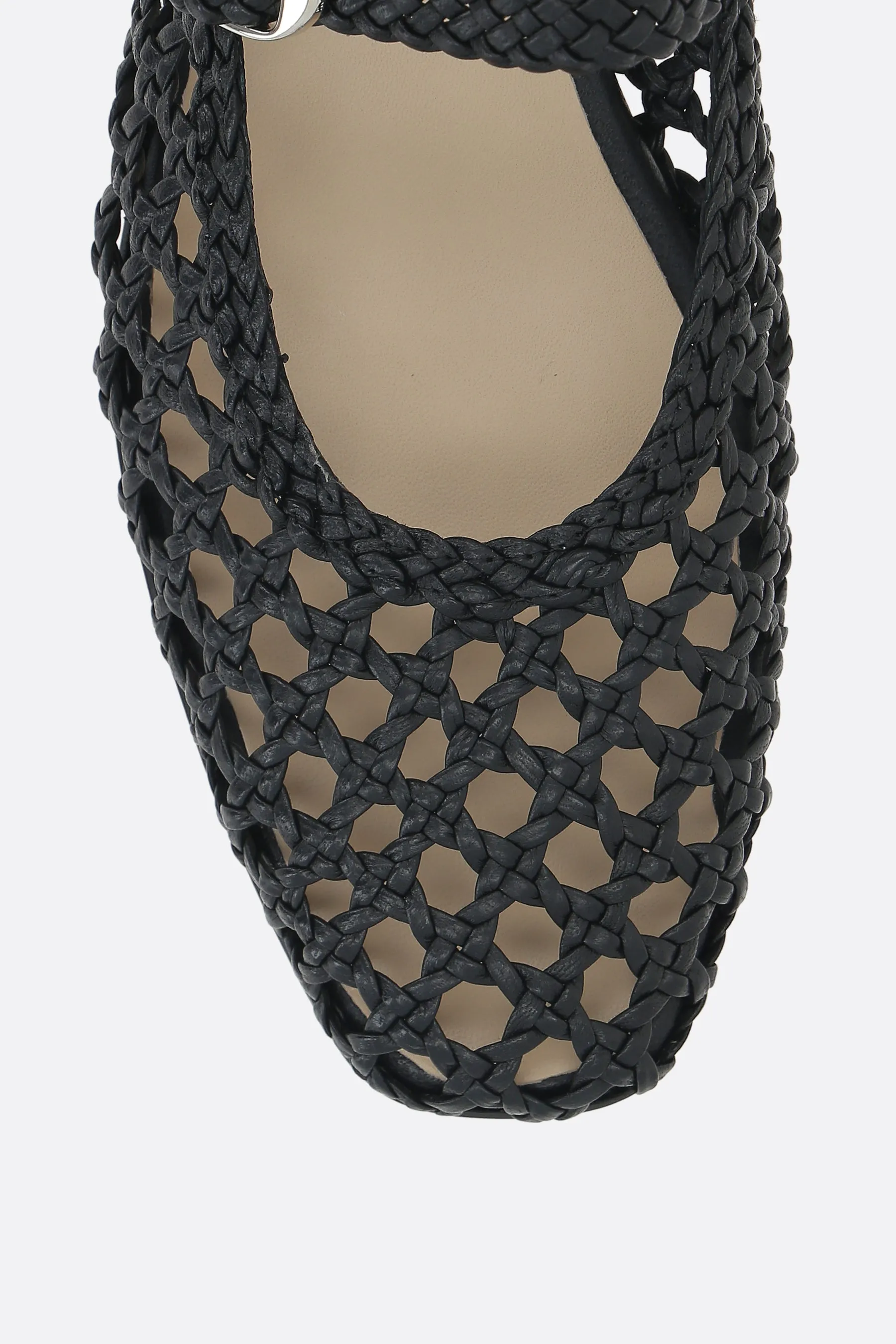 mary-jane ballerinas in woven leather