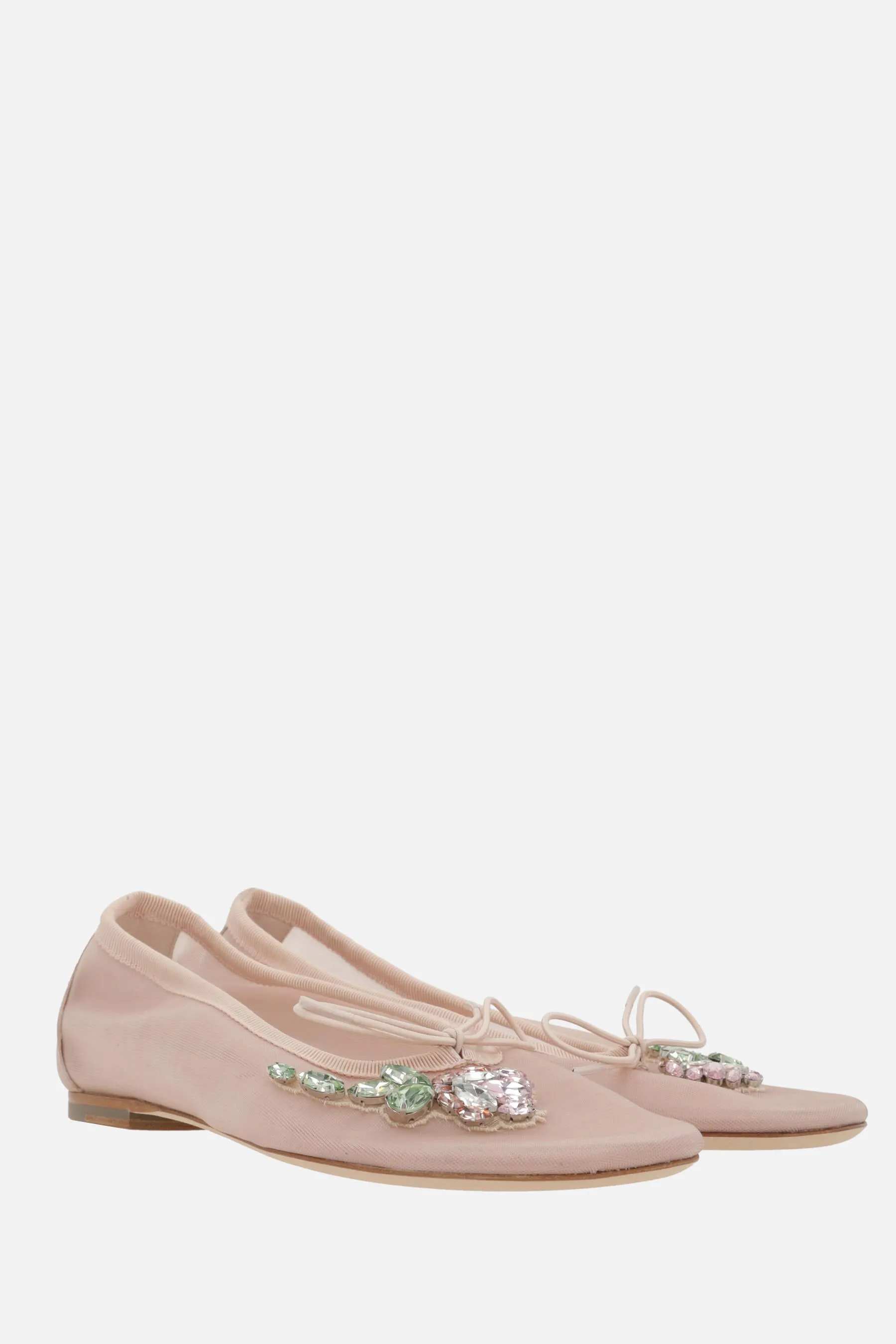 mesh ballerinas with embroidery